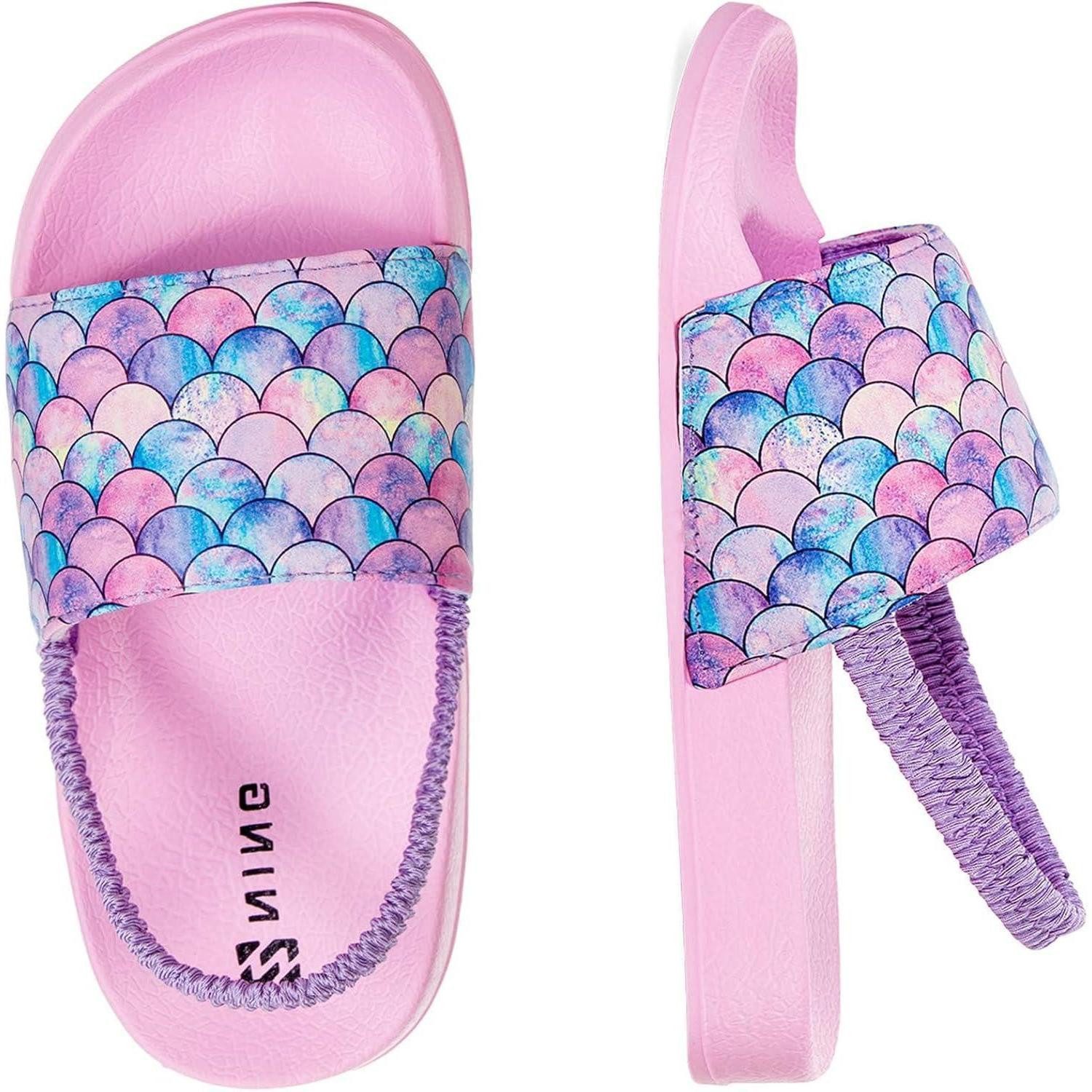 Badeschlappen Unisex Kinder Sommer rutschfest Fischschuppe Rosa 31 EU Badesandale