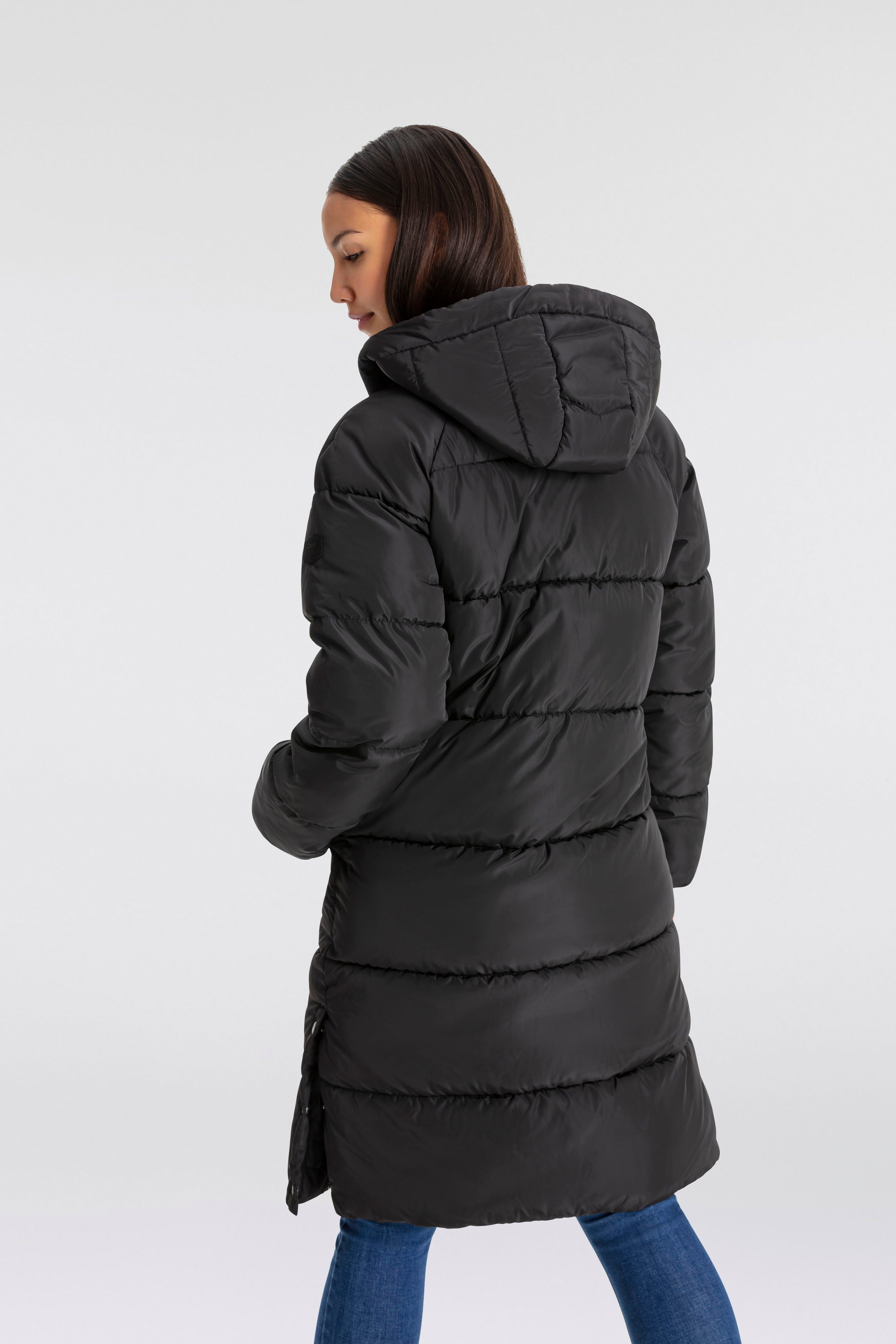 ONLY Steppmantel ONLAMAND – Langer Puffercoat mit 2-Wege-Reißverschluss lässig geschnitten, modisch, Steppware, Materialmix, hochschließend – Bild 3 von 5