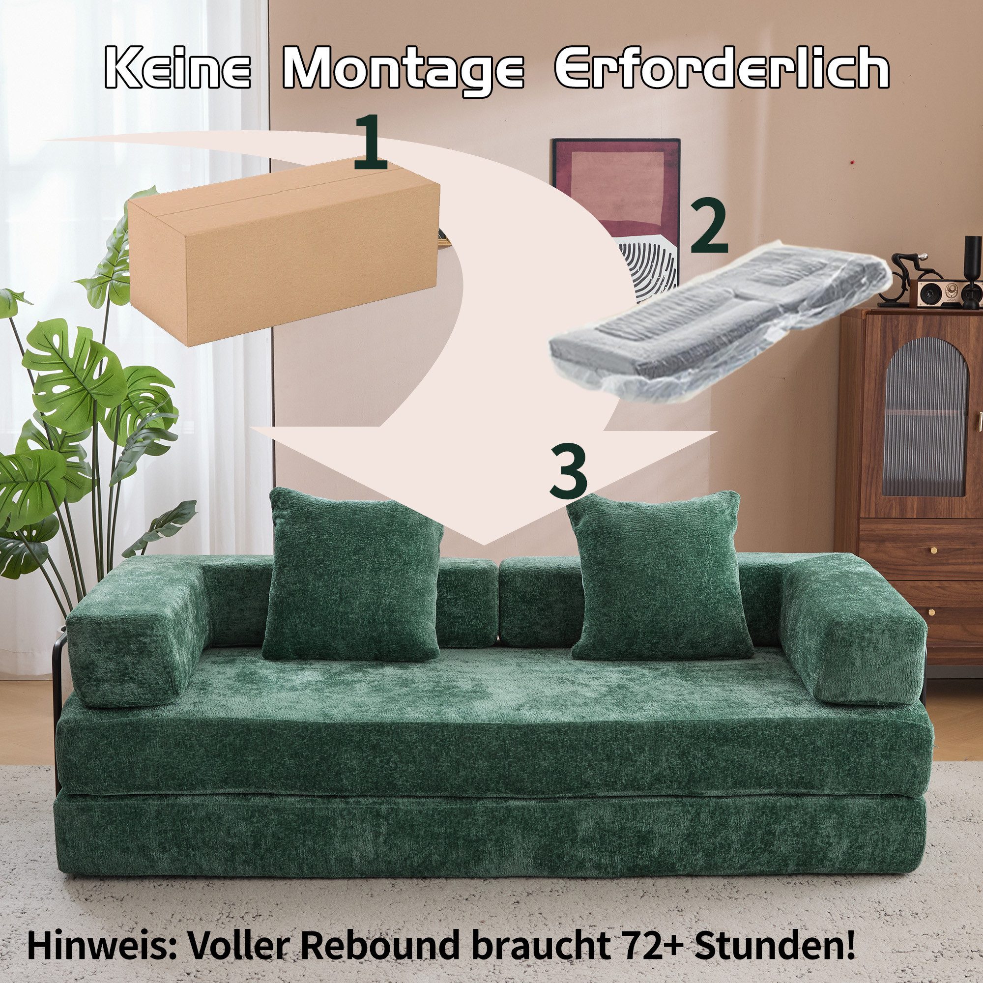 Vankel Loungesofa 4-in-1 Wohnzimmers sofa mit Schlaffunktion – faltbares Sofa, Platzsparendes Design für kleine Räume – Sofa, Liege und Bett in einem – Bild 5 von 5