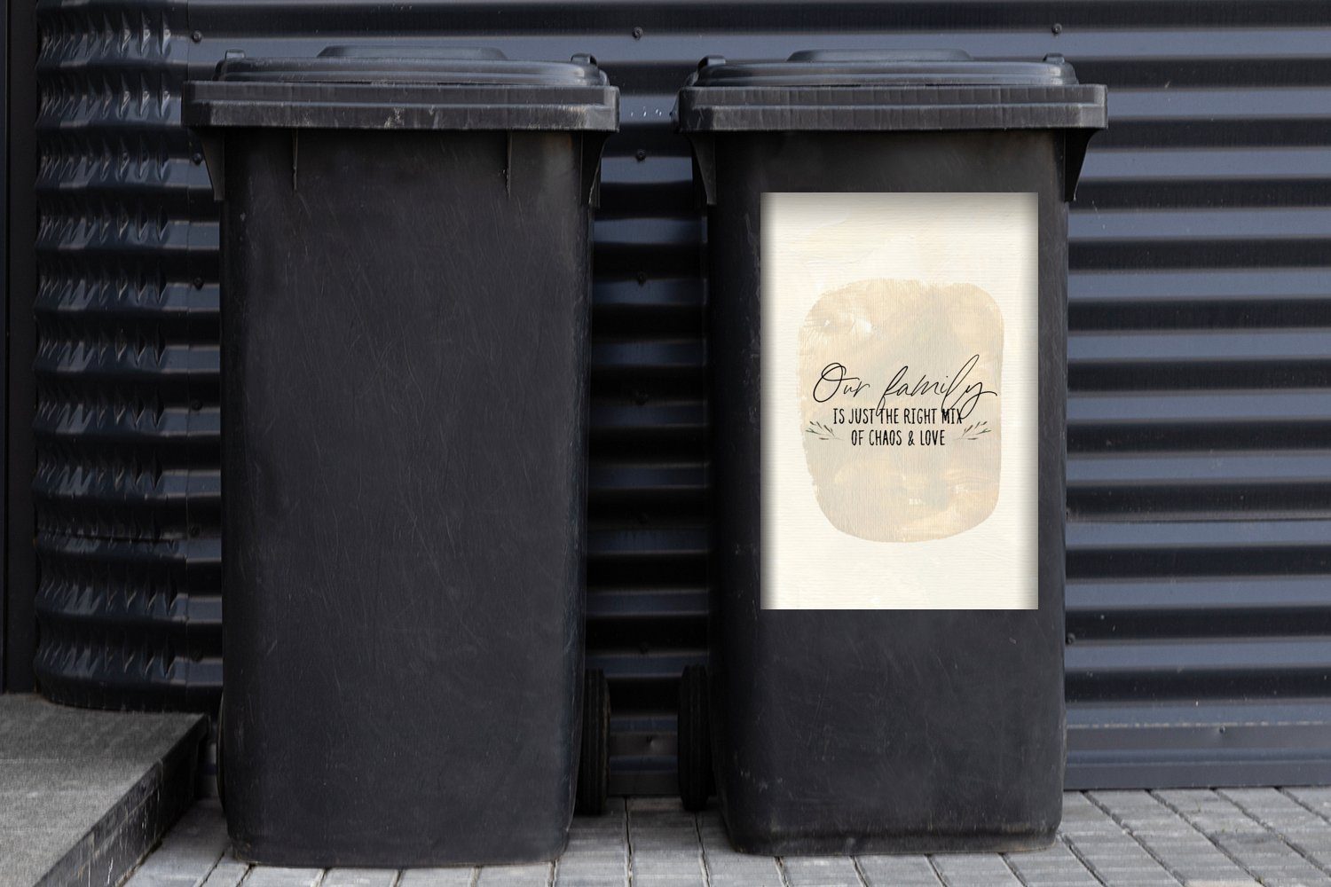 Zitate genau MuchoWow Mischung und Container, ist Abfalbehälter Wandsticker Familie (1 die richtige Unsere Mülleimer-aufkleber, Chaos St), Mülltonne, aus Sticker, -