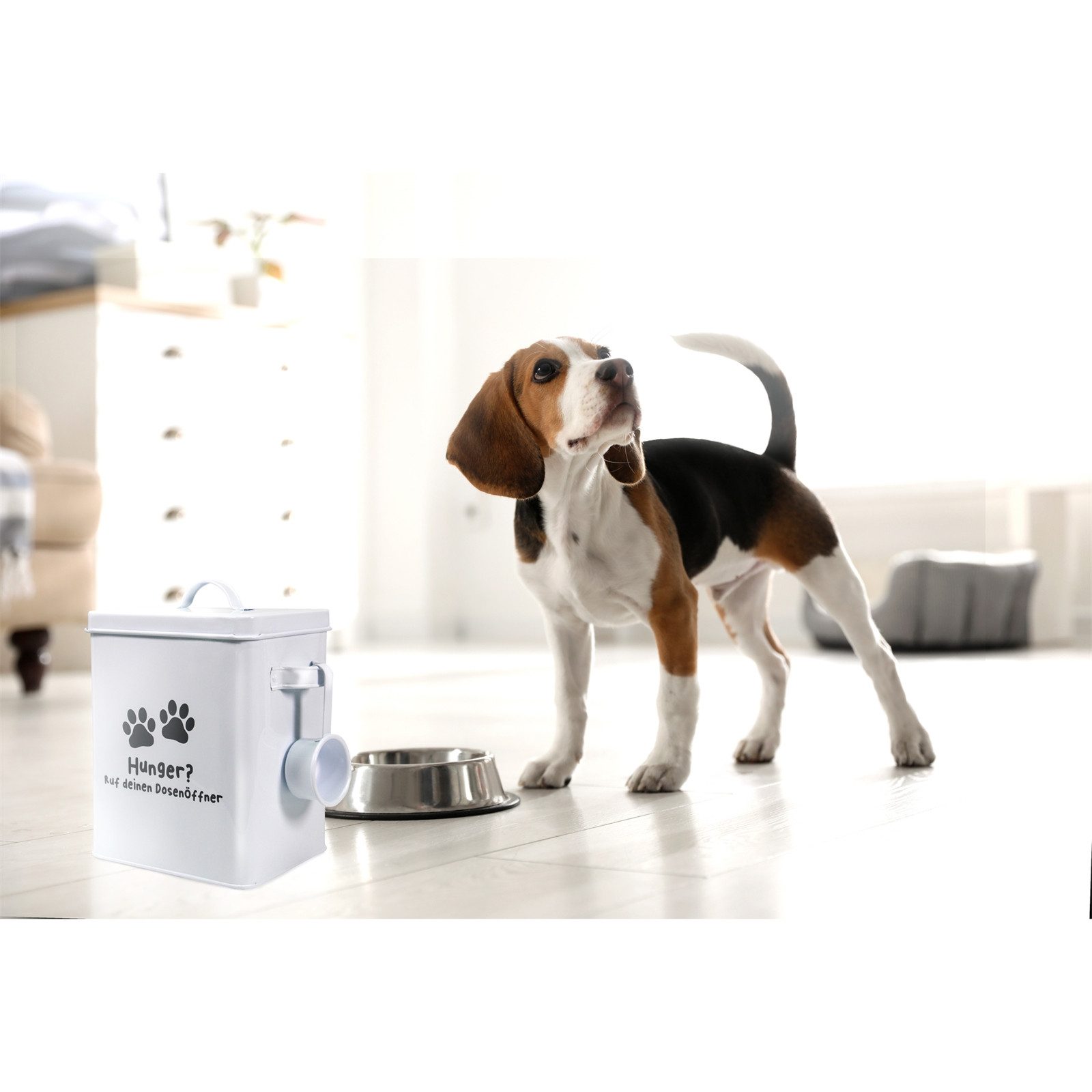 HTI-Living Futterbehälter Vorratsdose Tierfutter mit Dosierlöffel Landhaus, Eisen, (Stück, 1-tlg., 1x Vorratsdose mit Dosierlöffel), Behälter für Trockenfutter Leckerlidose