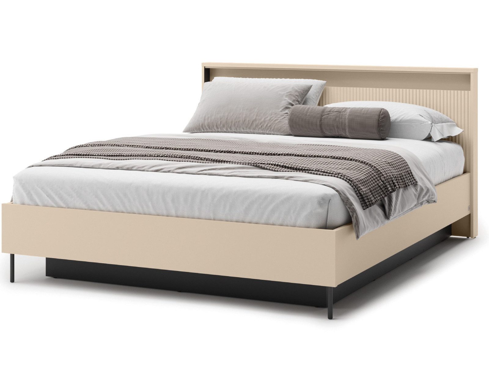 yourhouse24 Bett TREND Schlafzimmer TS-03 160x200 cm mit Beleuchtung - sandbeige