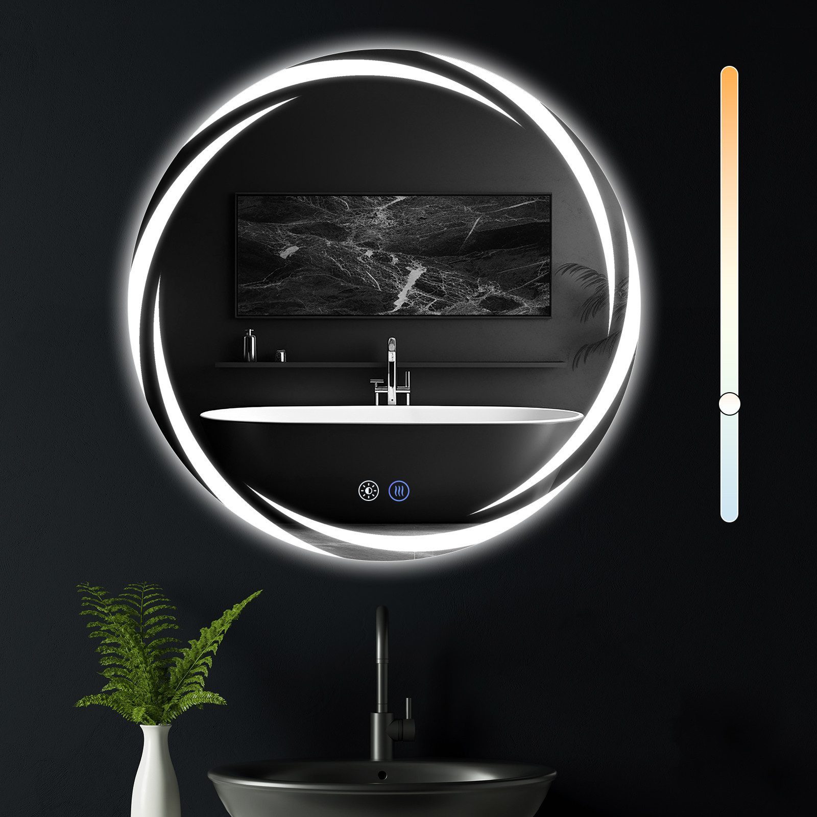 Nettlife Wandspiegel LED spiegel mit Beleuchtung Rund 80cm, zimmerspiegel m günstig online kaufen