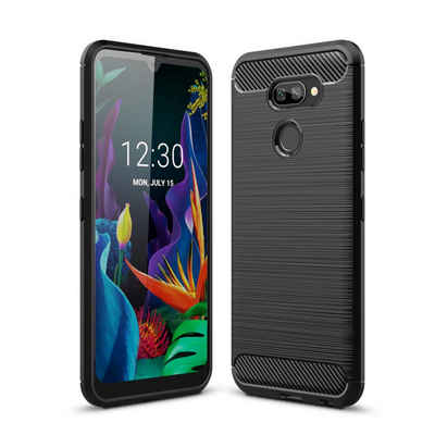 König Design Handyhülle LG K40S, LG K40S Handyhülle Carbon Optik Backcover Schwarz