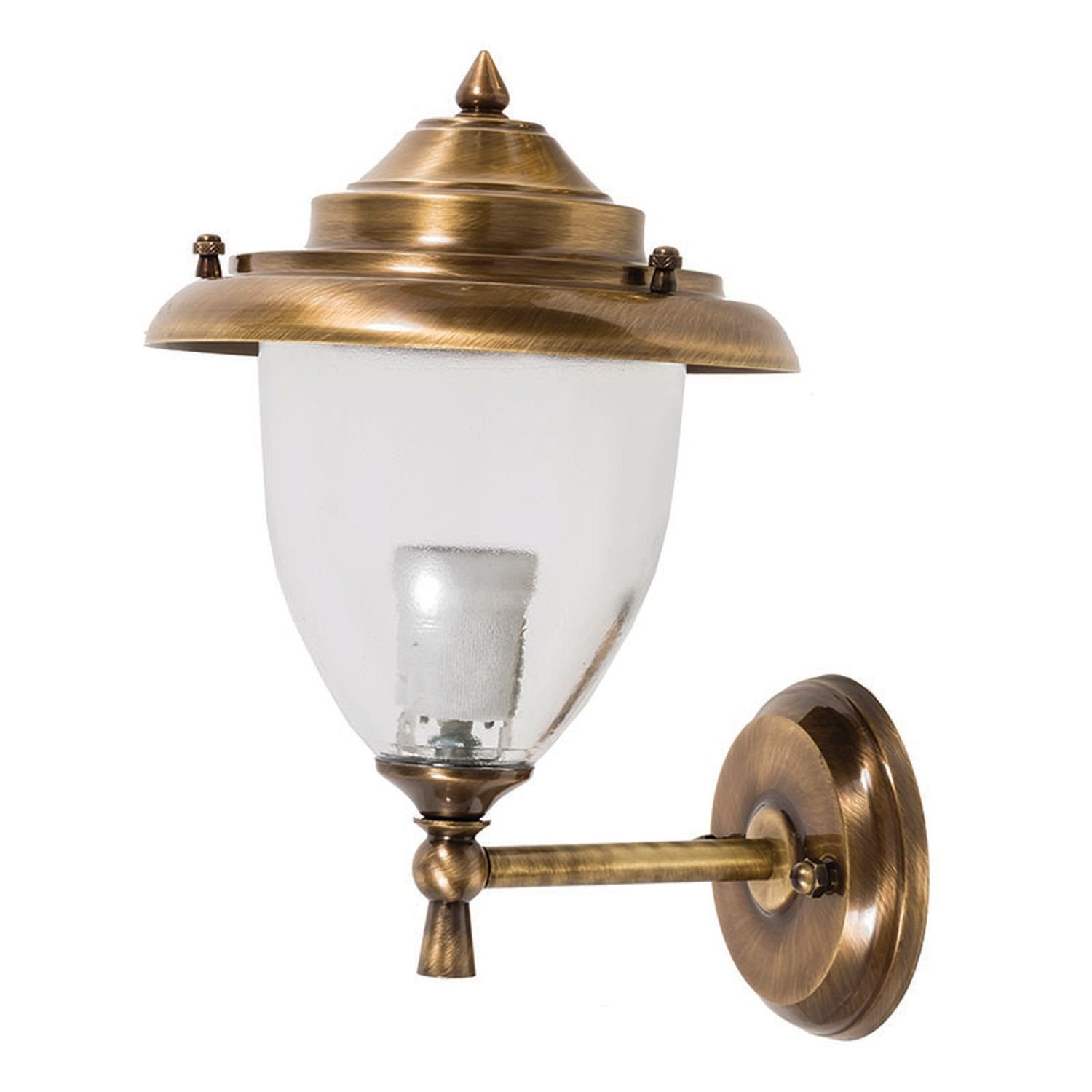Licht-Erlebnisse Außen-Wandleuchte GREVENA, ohne Leuchtmittel, Hoflampe Messing massiv Maritim E27 Wandlampe