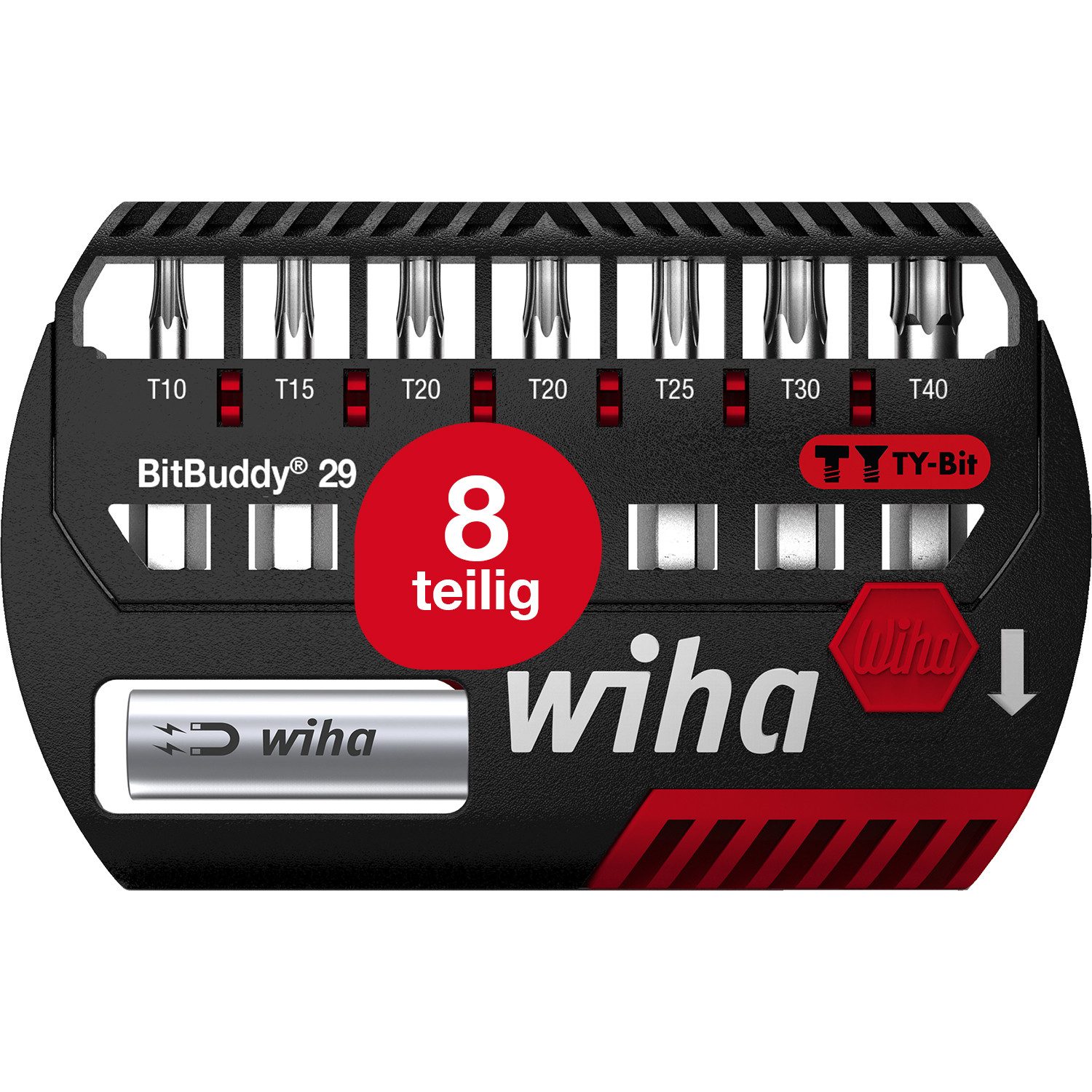 Wiha Bit-Set BitBuddy (42136) - 9 tlg., TY-Bit 29 mm, TORX 1/4" C6,3, Zubehör für Schraubanwendungen