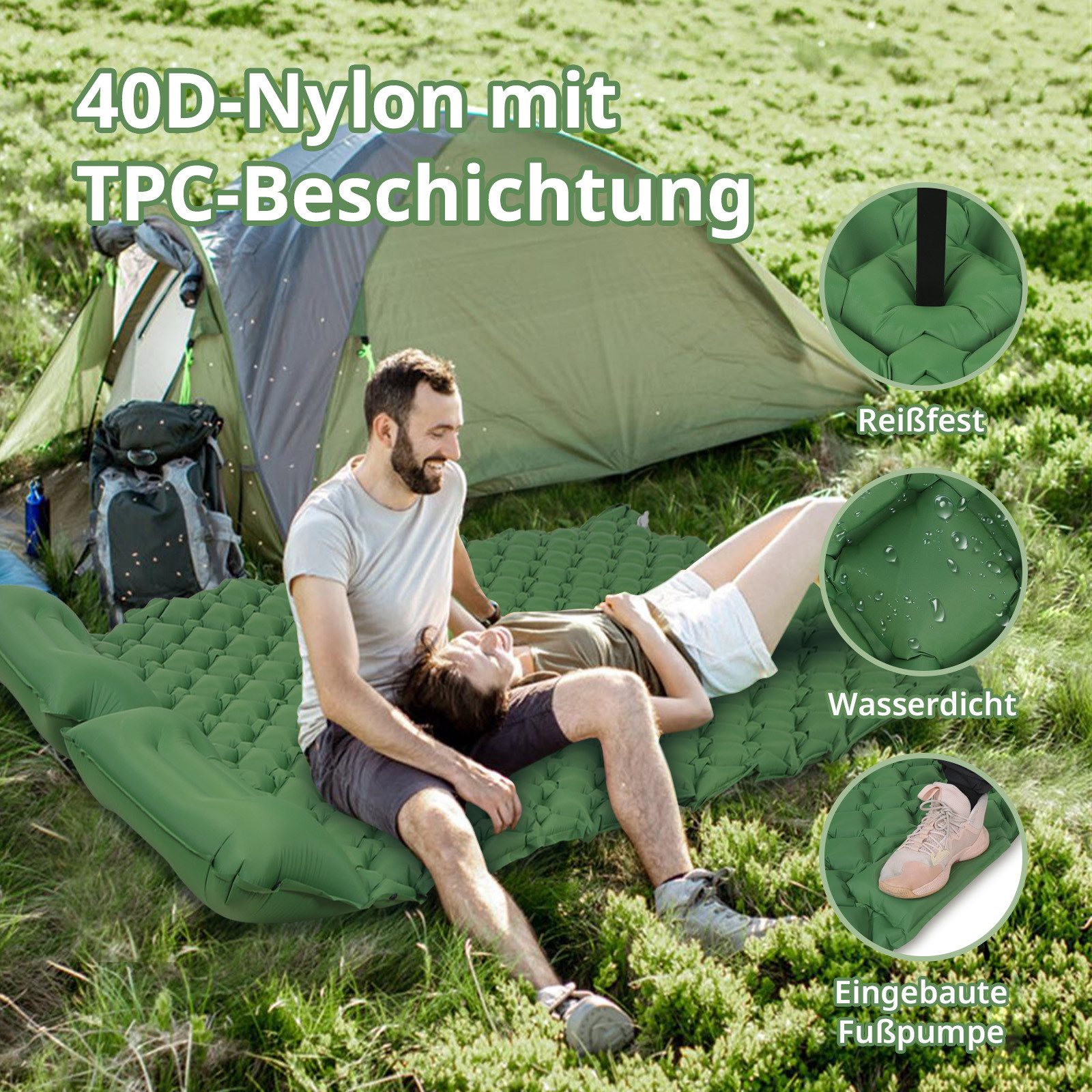 Puluomis Isomatte Camping Selbstaufblasend 190x120x5cm, mit günstig online kaufen