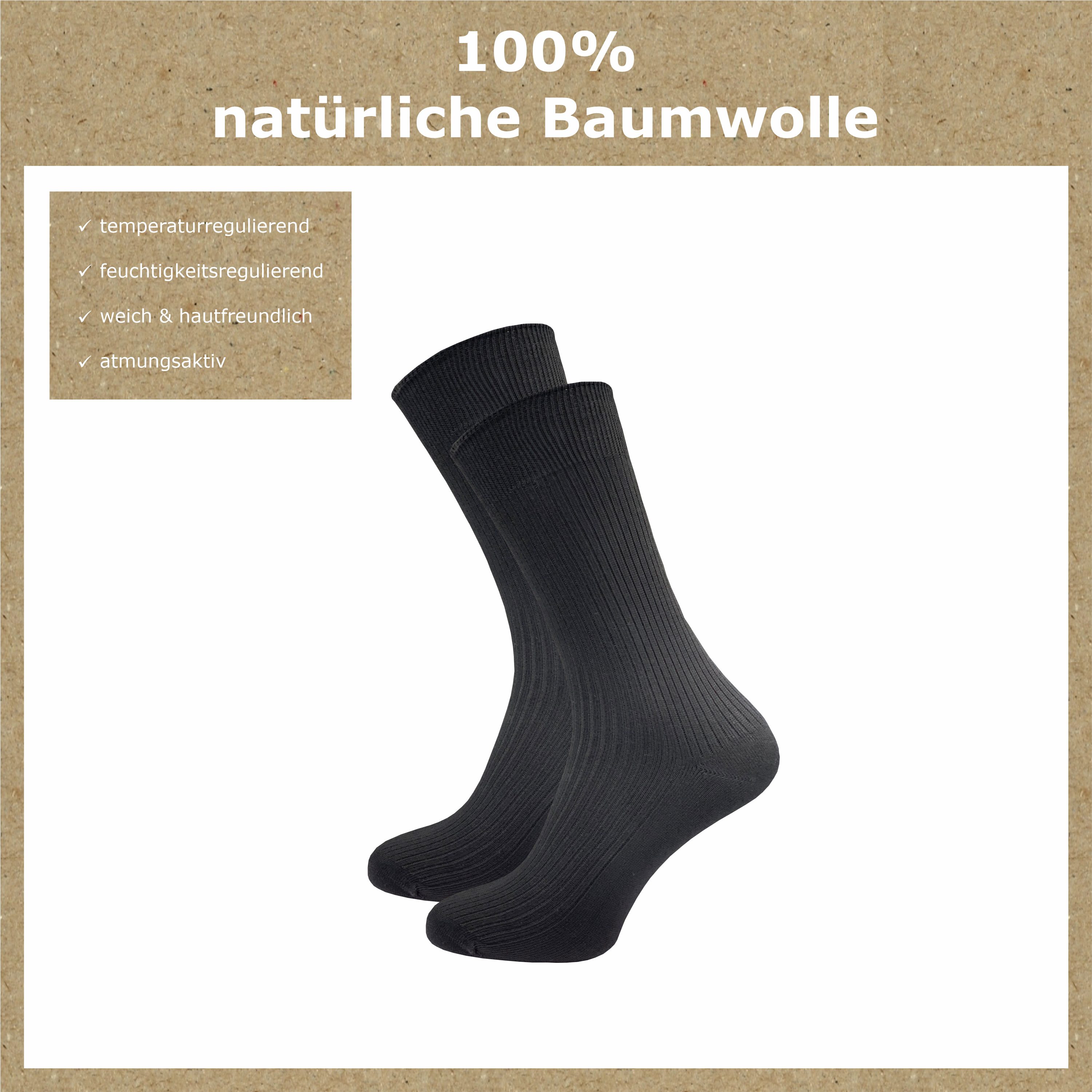 GAWILO Basicsocken für Herren in in & Gummi drückende schwarz Preisbewusste (12 für aus Paar) - ohne Baumwolle Qualität 100% Naht Rippe - mit ansprechender schwarz, weiß - blau ohne