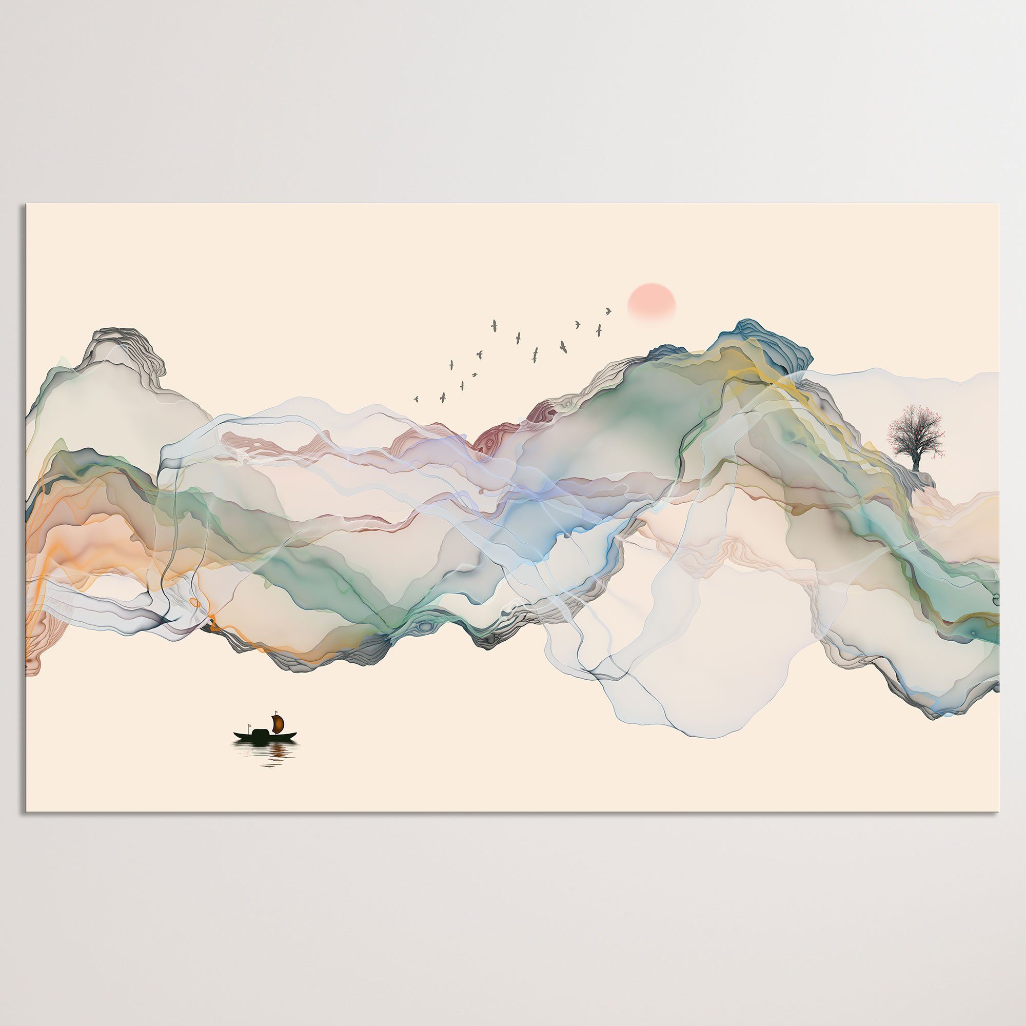 WallSpirit Leinwandbild "Abstrakte Tintenlandschaft" - XXL Wandbild, Leinwa günstig online kaufen