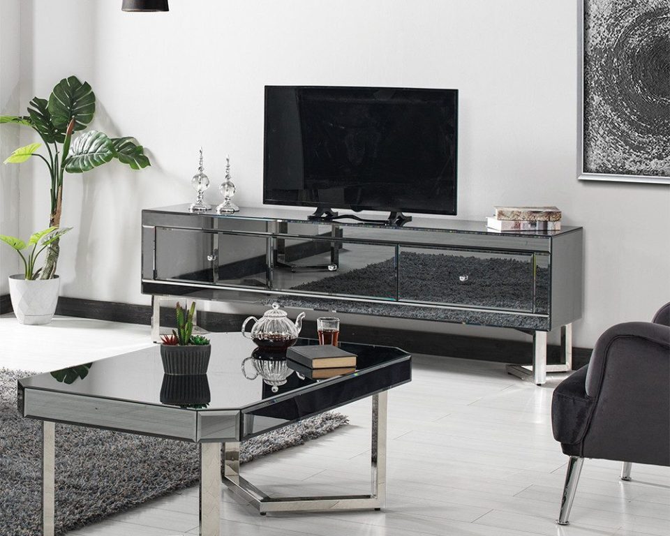 Xlmoebel Lowboard TV Мебель Grau für Wohnzimmer - Sideboard RTV Lowboard Standtisch (1 St., TV Lowboard), Hergestellt in Europa
