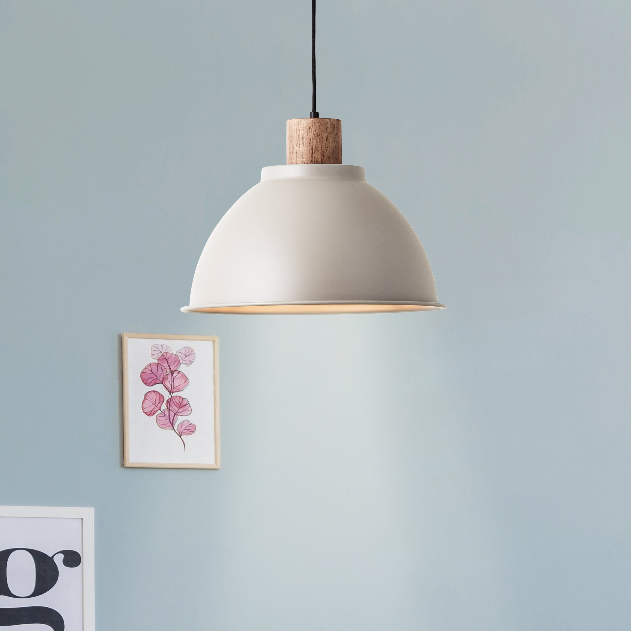 Brilliant Pendelleuchte Erena, ohne Leuchtmittel, Höhe 120 cm, Ø 38 cm, E27, kürzbar, Metall/Holz
