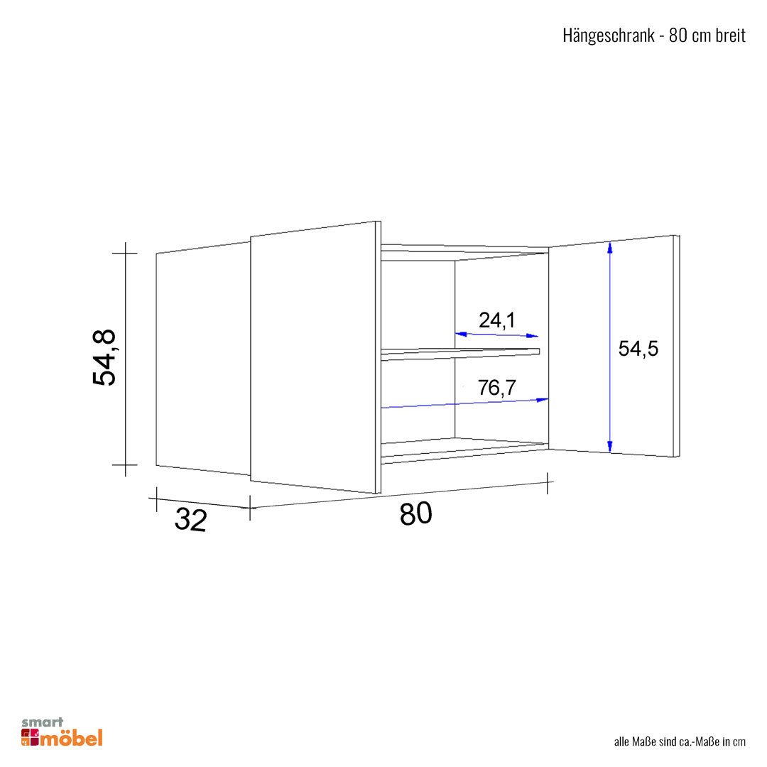 Flex-Well Hängeschrank Hängeschrank Küche - 80 cm breit - Weiß – Witus