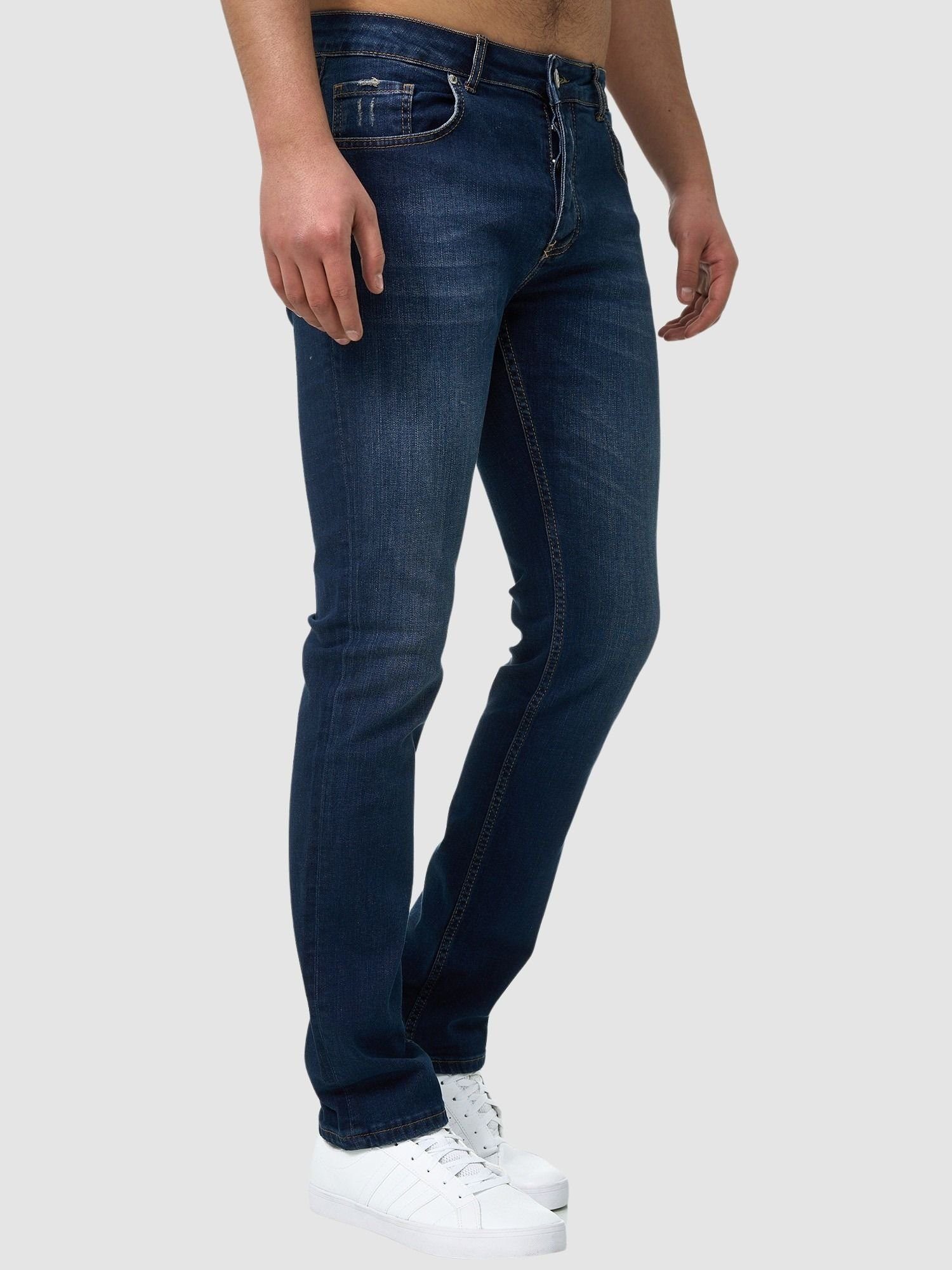 John Kayna Slim-fit-Jeans Designer Denim Deep Fit 607-JK Herren Designerjeans Bootcut, Blue Slim Jeans Used 1-tlg) Herrenhose Freizeit,Casual (Jeanshose Herrenjeans Jeanshose