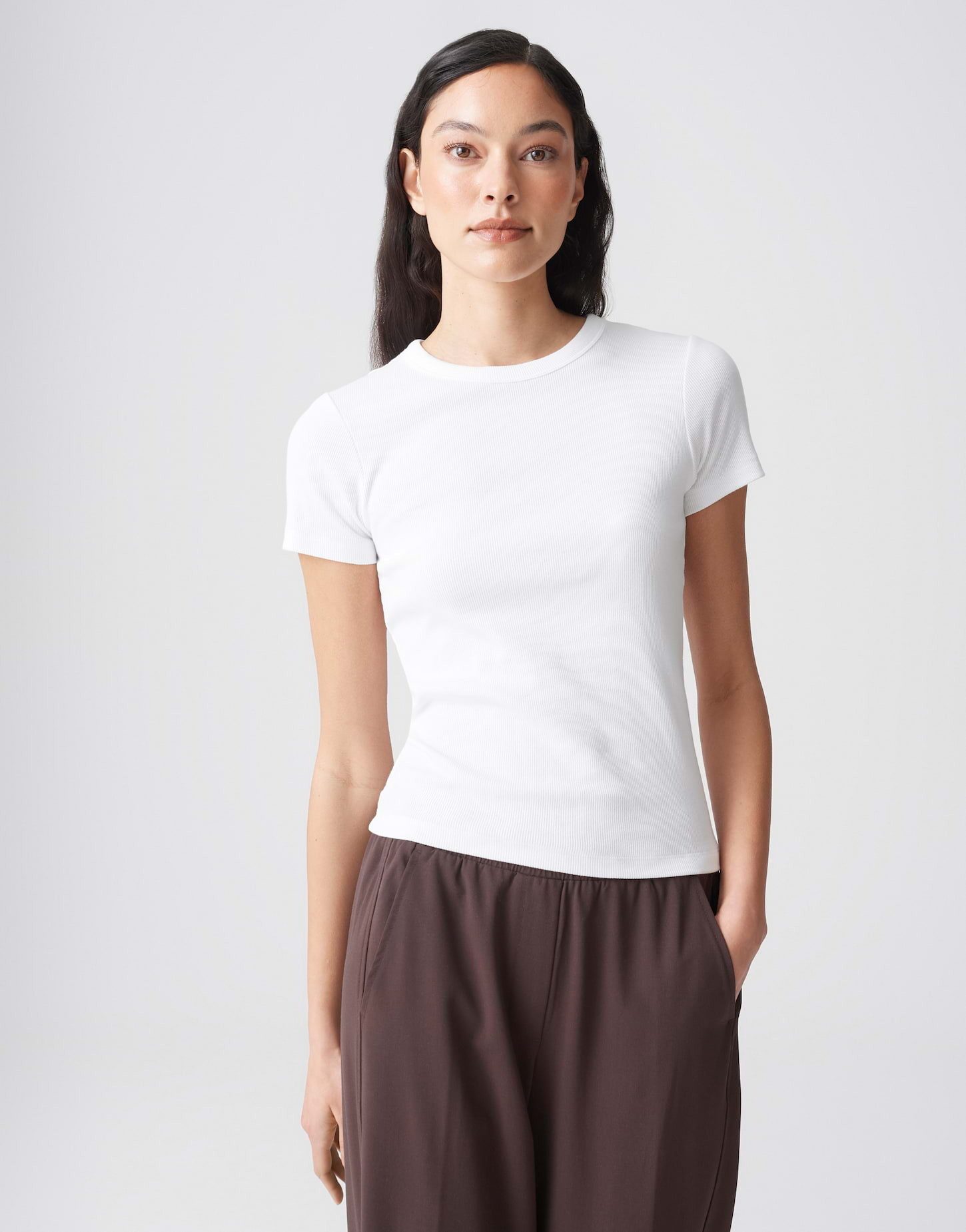 OPUS T-Shirt Feines Rippshirt SAMUNA Slim aus BCI Cotton Mix