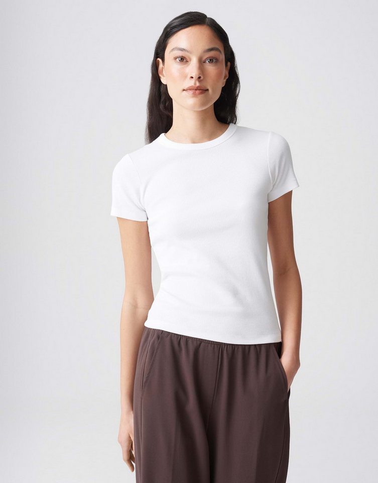 OPUS T-Shirt Feines Rippshirt SAMUNA Slim aus BCI Cotton Mix