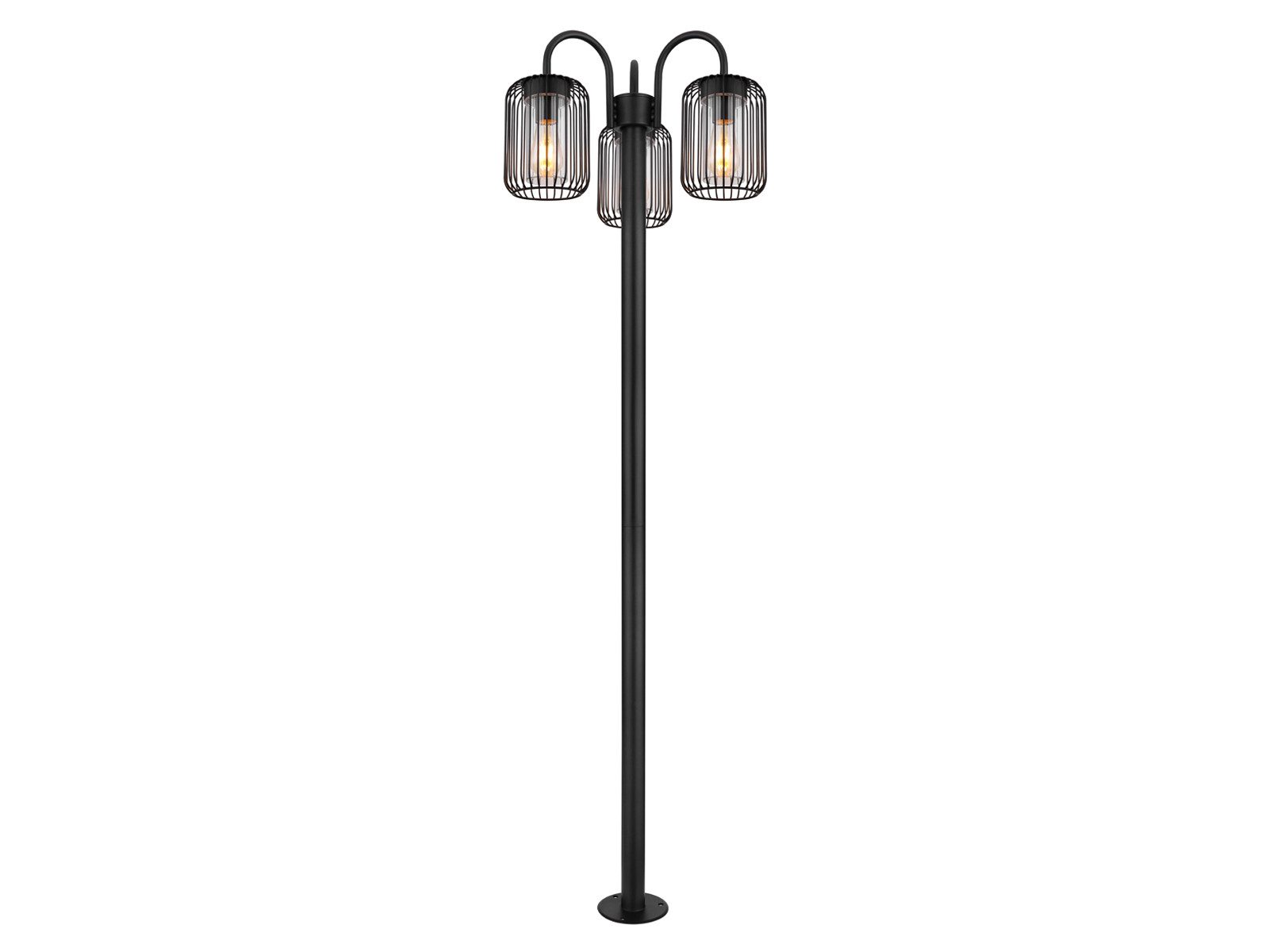 GLOBO LIGHTING LED Gartenleuchte, LED wechselbar, warmweiß, Mastleuchte Wegbeleuchtung Garten Strom Edelstahl in Schwarz, H: 180cm