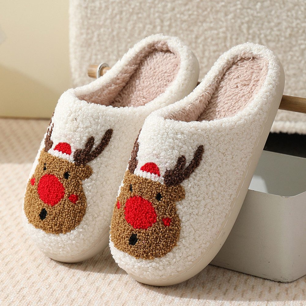 Coonoor Damen Herren Weihnachten Hausschuhe Bequeme Warme Pantoffeln Plüsch Hausschuhe Weicher Plüsch Trendiger Slipper drinnen und draußen