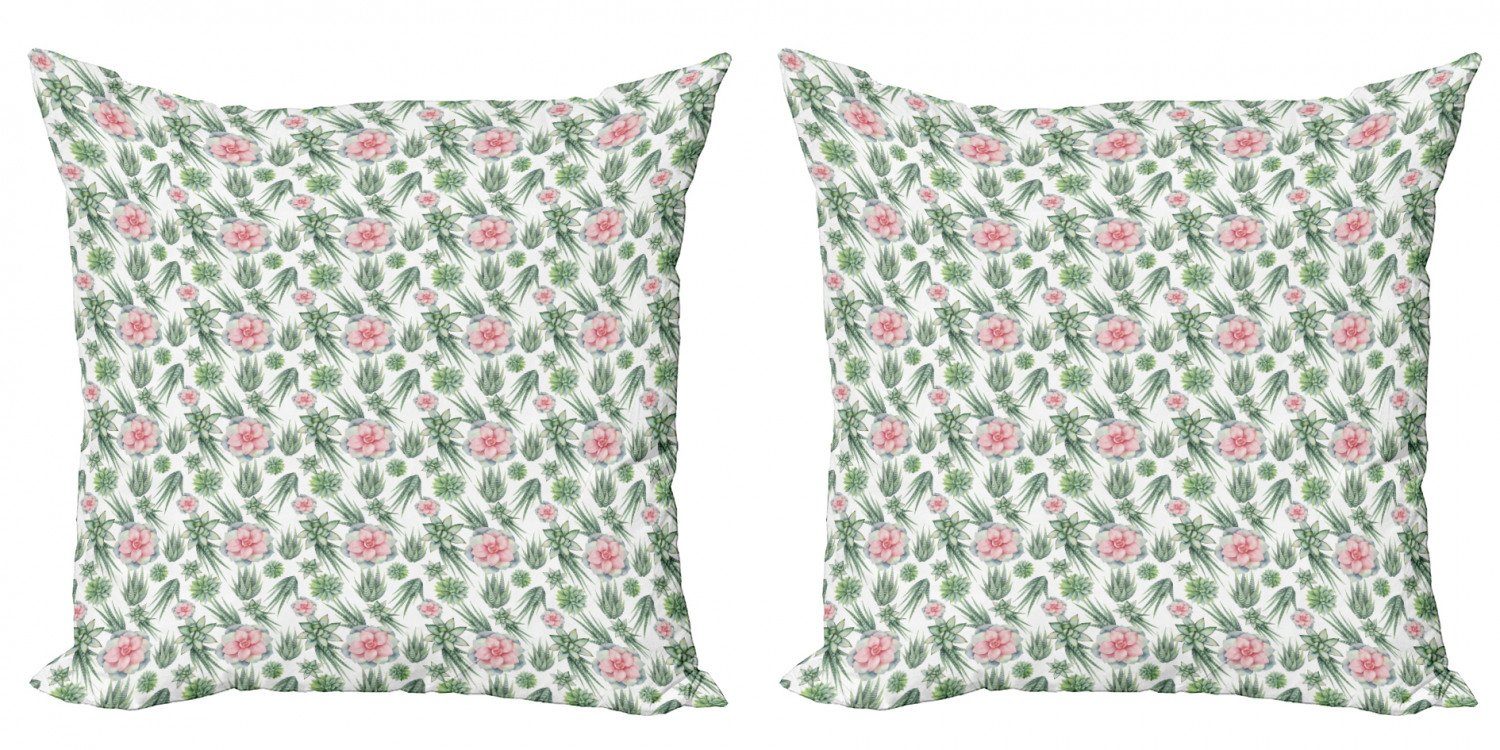 Kissenbezüge Modern Doppelseitiger (2 Accent Blumen und Pflanze Abakuhaus Cactus Digitaldruck, Aquarell Stück),