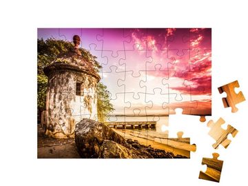 puzzleYOU Puzzle Old San Juan im Sonnenuntergang, Puerto Rico, 48 Puzzleteile, puzzleYOU-Kollektionen Karibik