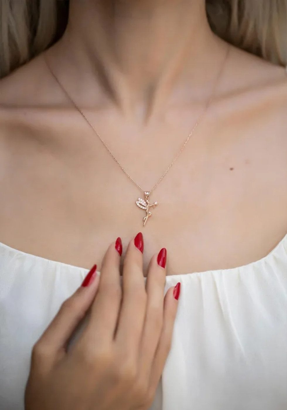 Einzelstück Charm-Kette Fairy Halskette mit Fee Anhänger 925 Sterling Silber