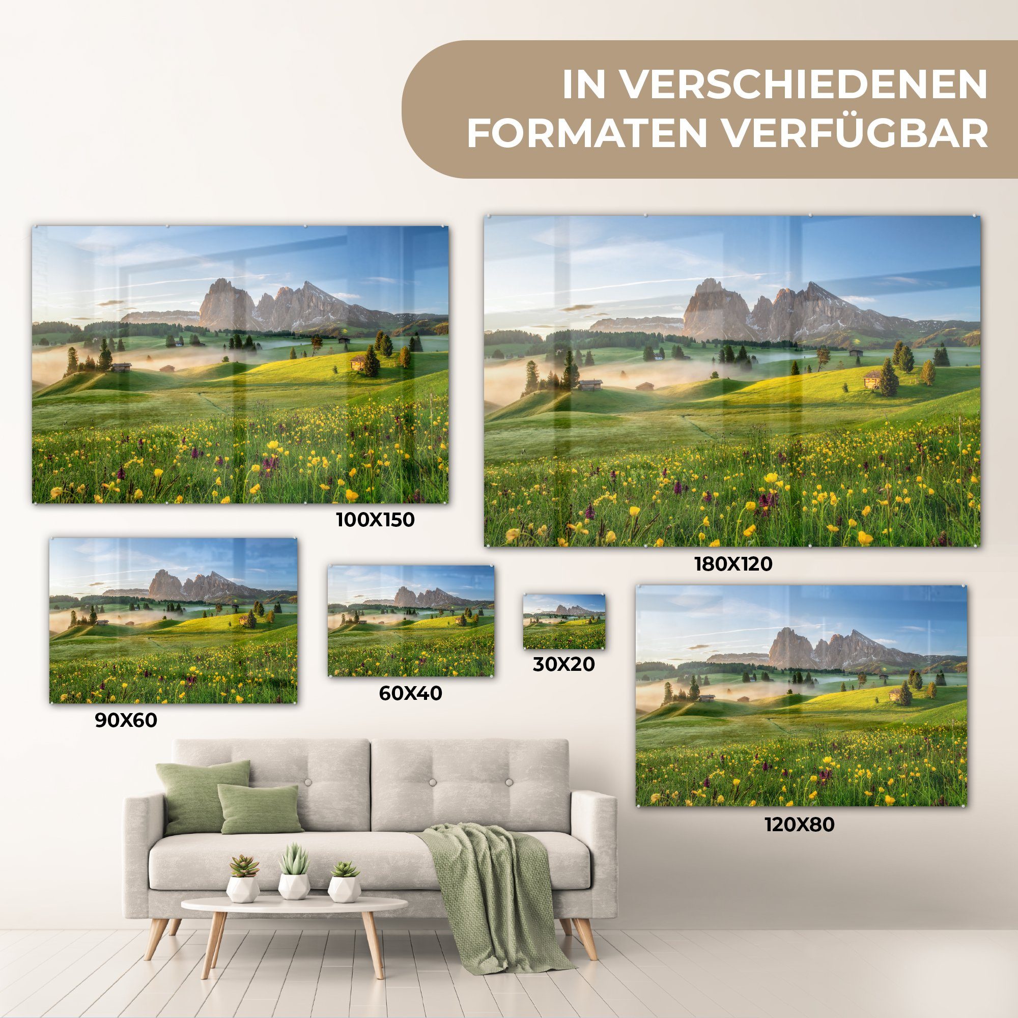 MuchoWow Acrylglasbild Wiese St), Acrylglasbilder (1 & im Frühling, Wohnzimmer Schlafzimmer