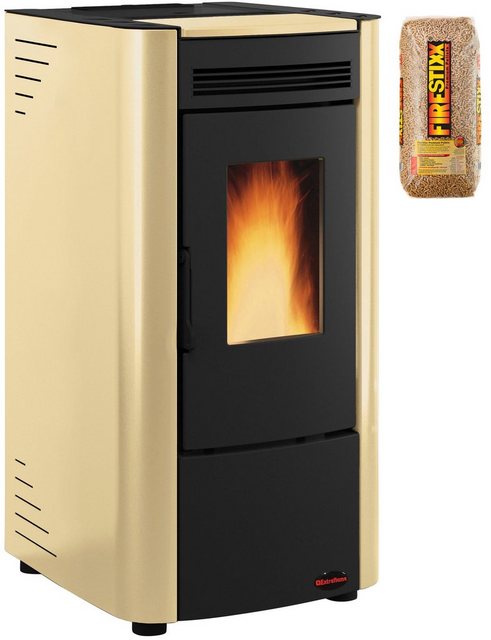 Extraflame Pelletofen KETTY Stahl, 2,4 - 6,5 kW, Raumheizvermögen: 156 m³, schwarz-beige