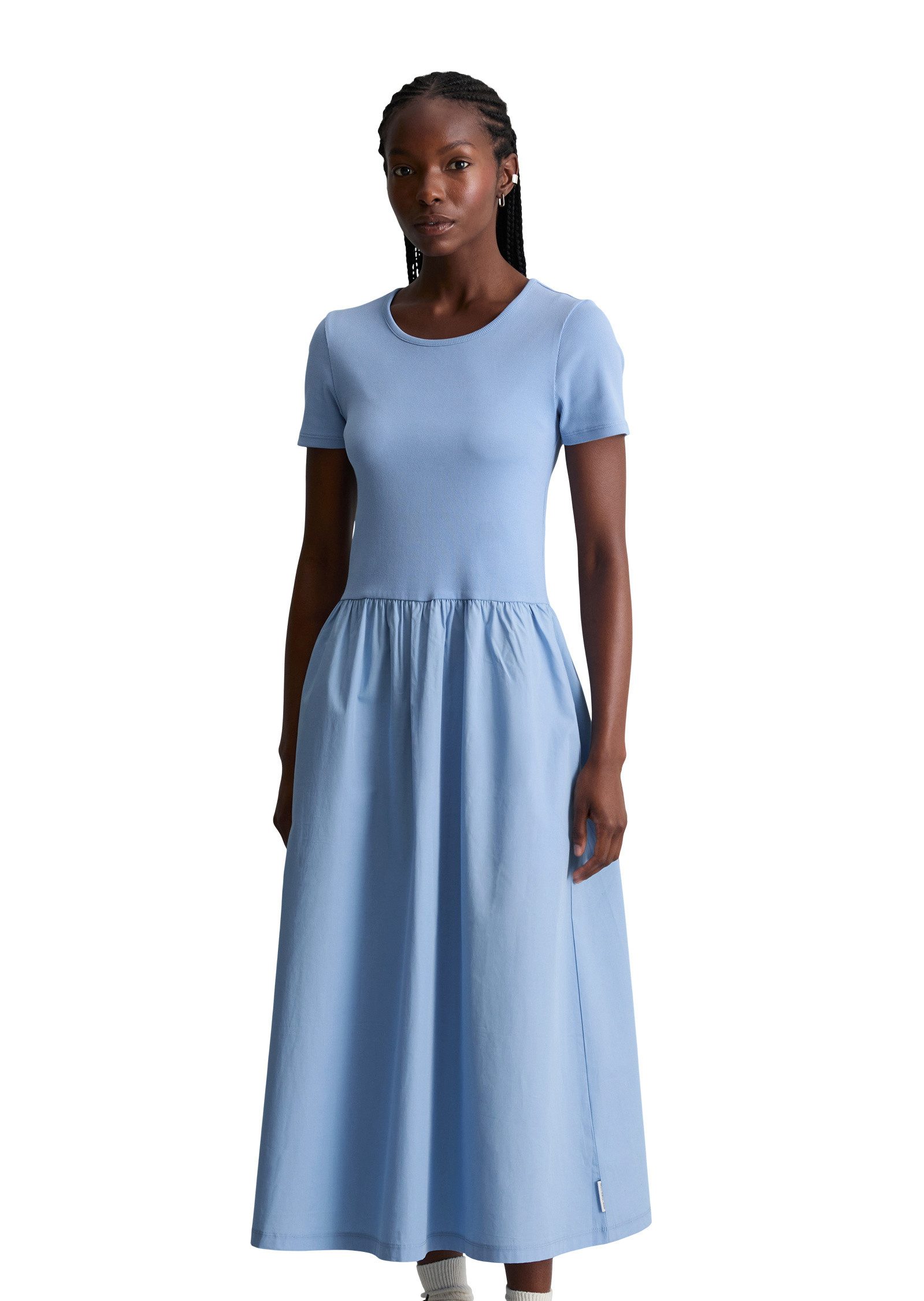 Jerseykleid mit Baumwoll-Popelinerock