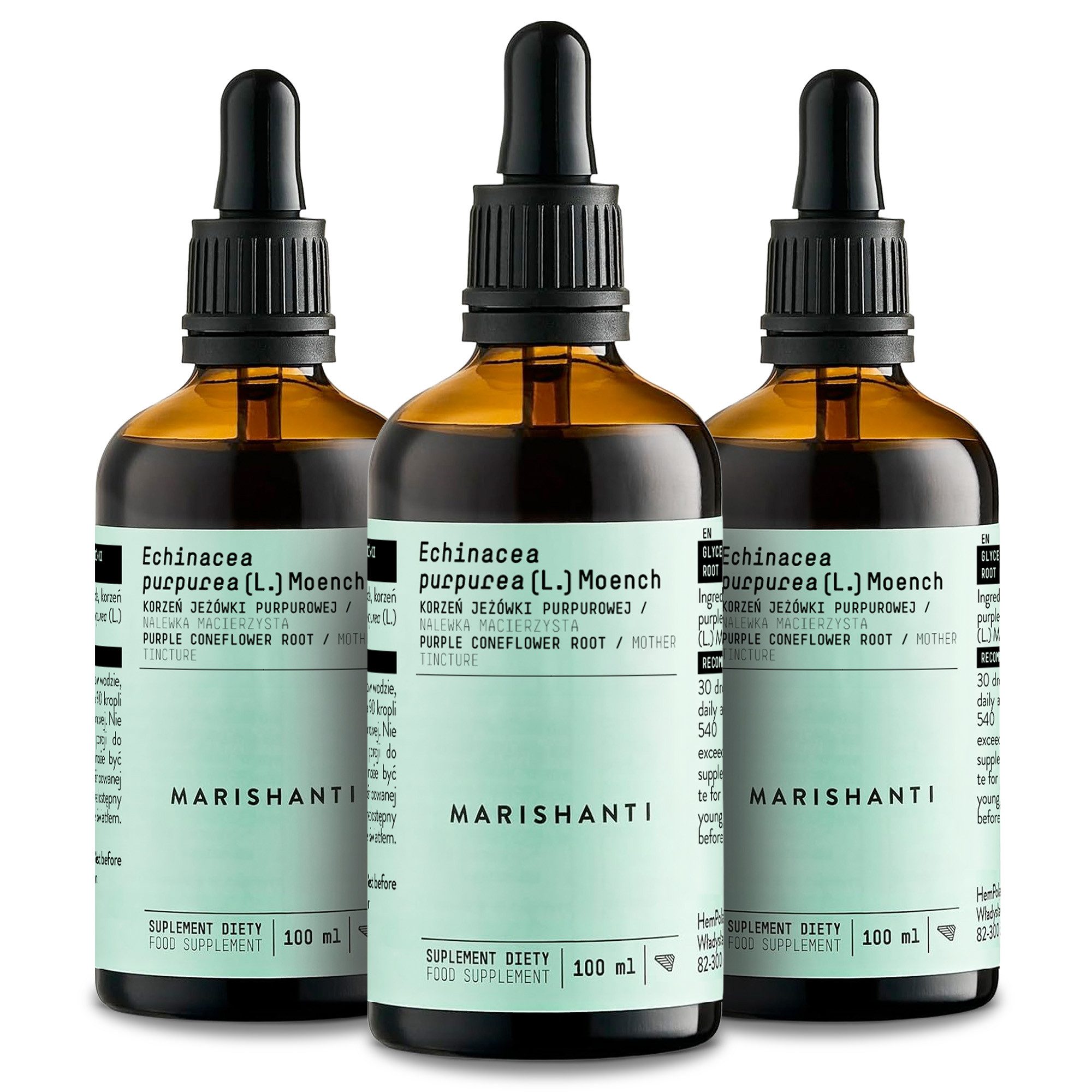 MARISHANTI Echinacea Extrakt – alkoholfreie Tropfen, als pflanzliche Tinktur aus (Echinacea purpurea) à 300 ml, – Vegan