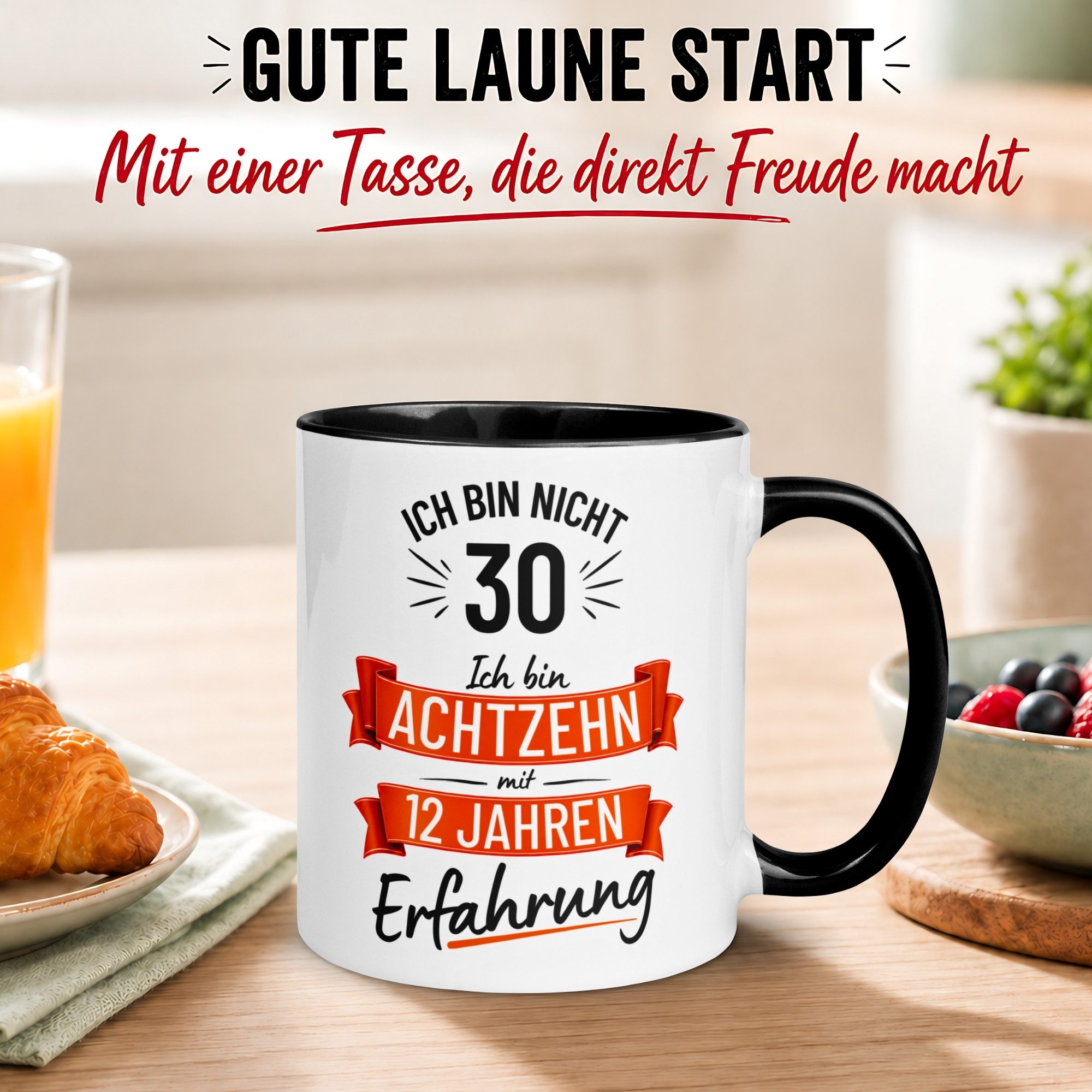 Momentals Tasse 30 Geburtstag Mann – „Nicht 30 – Ich hab Erfahrung“ – Geschenk Männer, Gratis Versand · Links-&Rechtshänder · Spülmaschinenfest