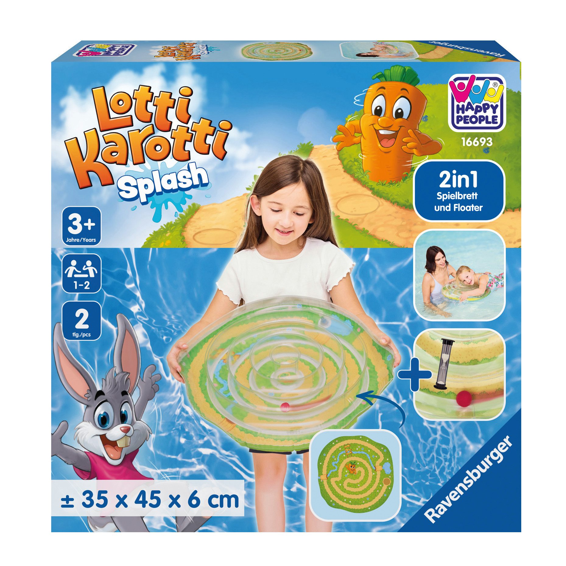 Happy People Luftmatratze Lotti Karotti Kinderluftmatratze - Das flotte Hasenlabyrinth, Inklusive Sanduhr und Spielanleitung