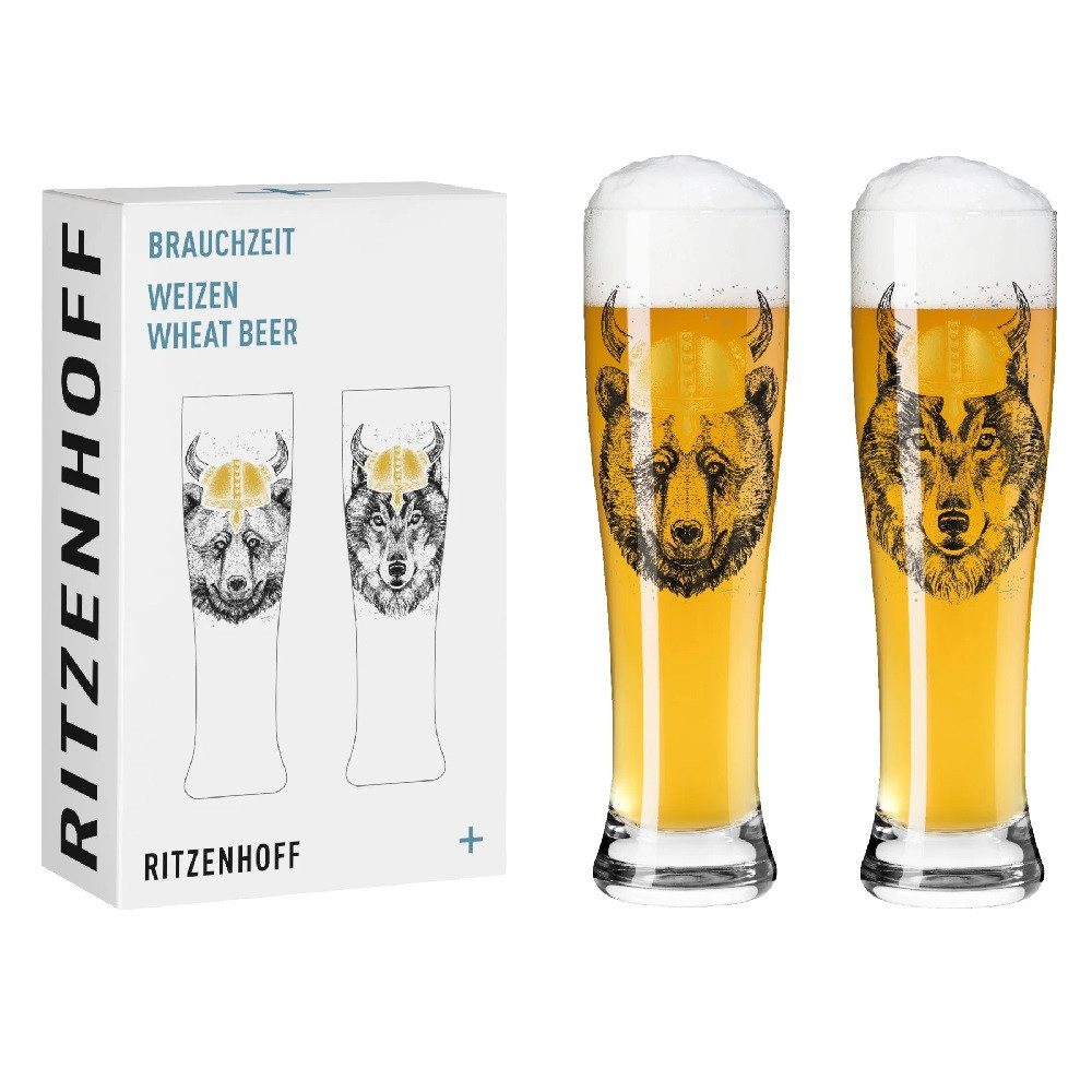Ritzenhoff Bierglas Ritzenhoff Brauchzeit Weizen 2er #15 #16 RDT H23, Kristallglas