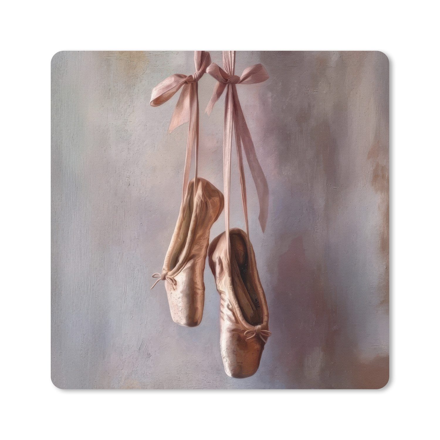 MuchoWow Mauspad Ballettschuhe - Satin - Erdtöne (1-St), Mousepad, Schreibtisch Zubehör, Deko, 20x20 cm