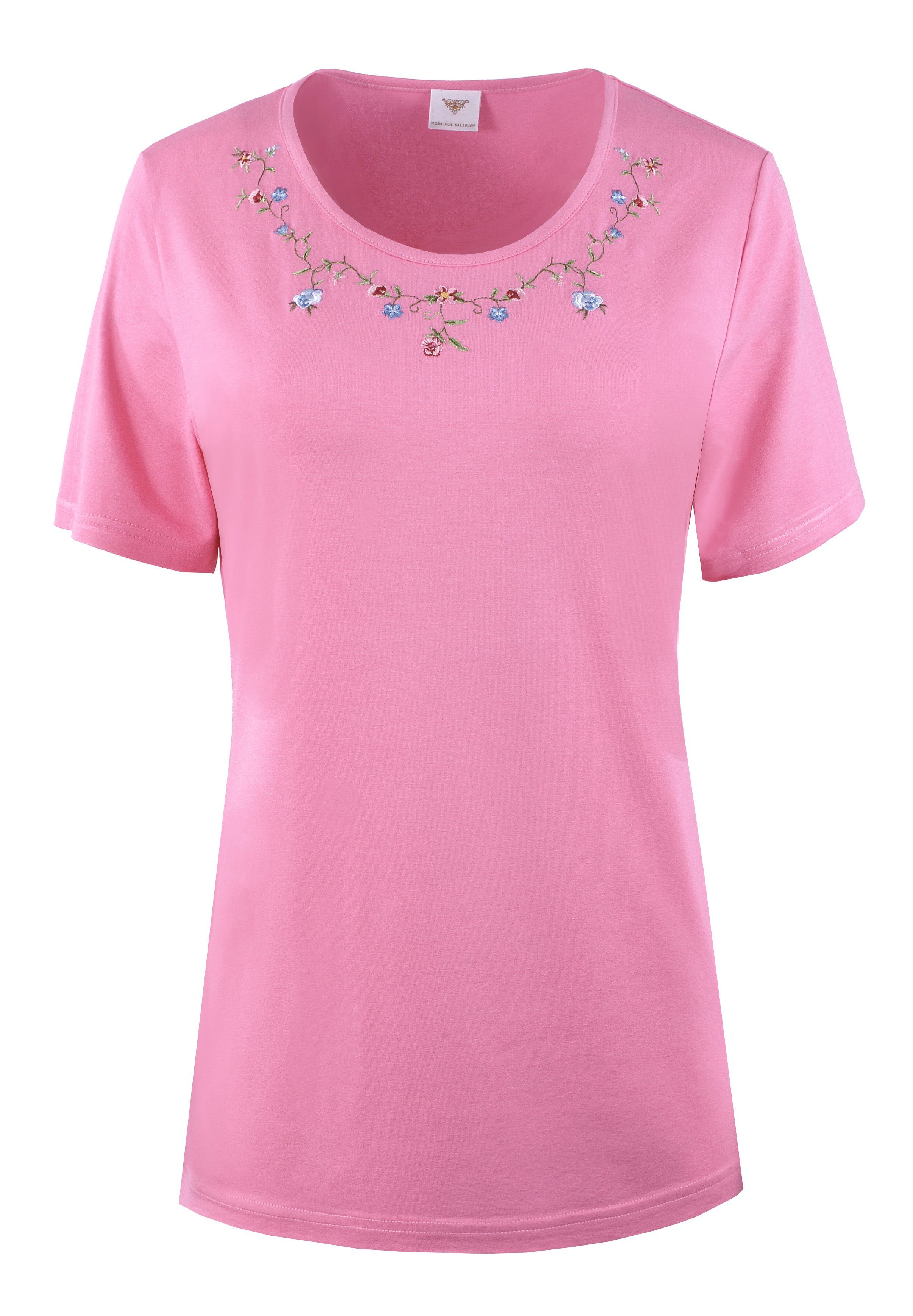Moschen-Bayern Trachtenshirt Moschen-Bayern Damen Trachtenshirt Shirt Tshirt Trachten T-Shirt Stickerei Blumen Rosa Pink Shirt, T-Shirt, Trachtenshirt, Tshirt