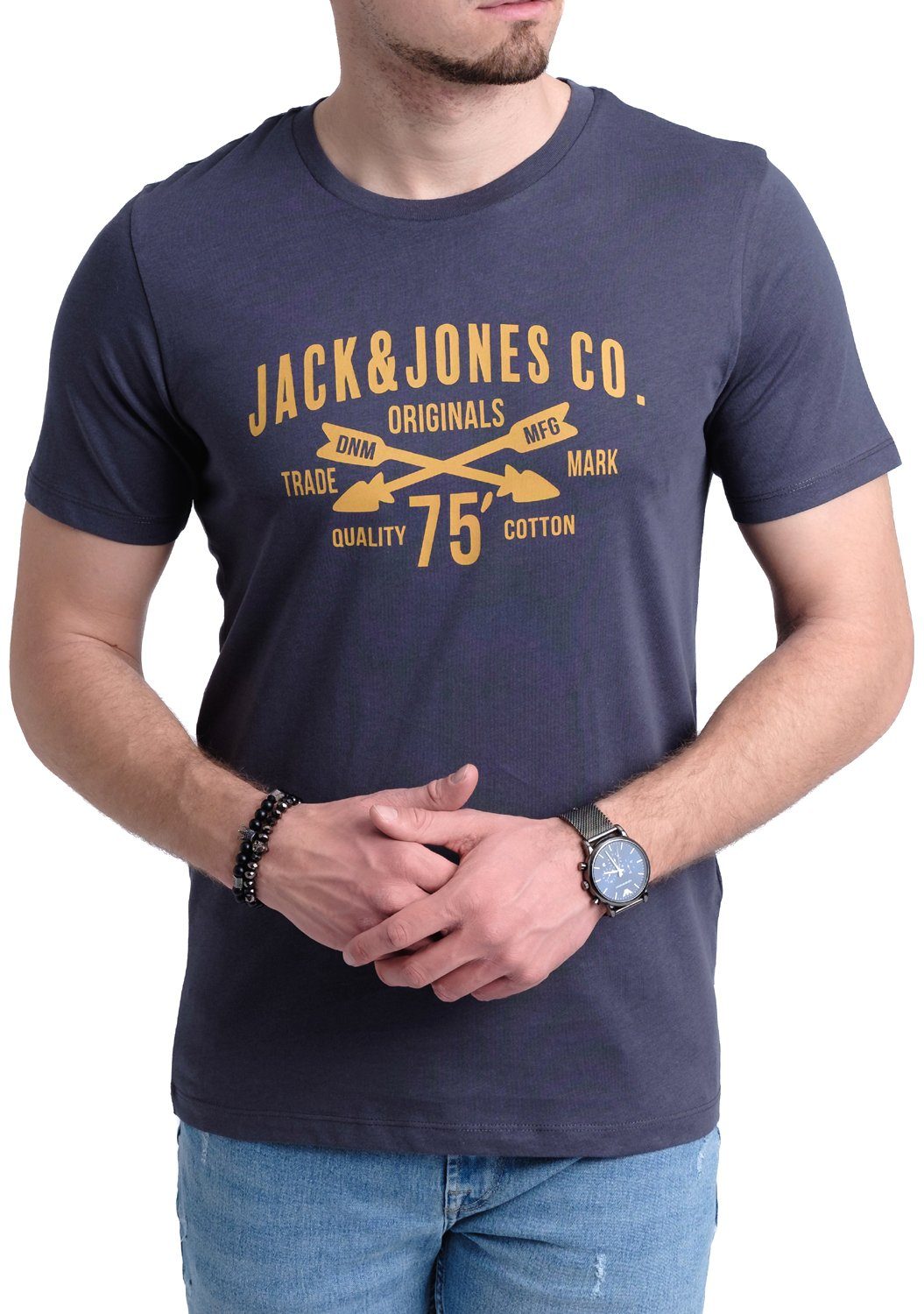 T-Shirts 2 3er mit Jack (Spar-Set, Mix Aufdruck Baumwolle Print-Shirt OPT 3er-Pack) & Jones aus