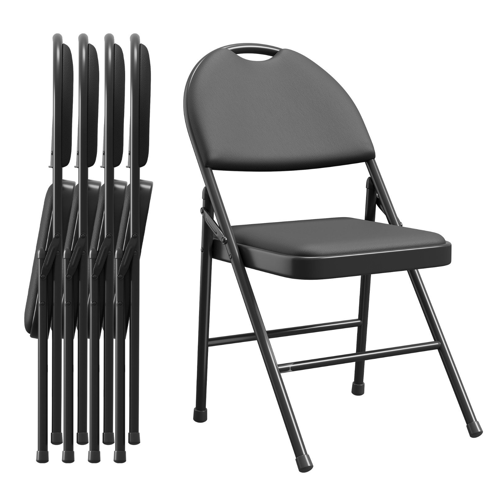 GarveeMore Klappstuhl 4/6er Set PU Gästestuhl Campingstuhl Gartenstuhl mit Metallrahmen (4 St)