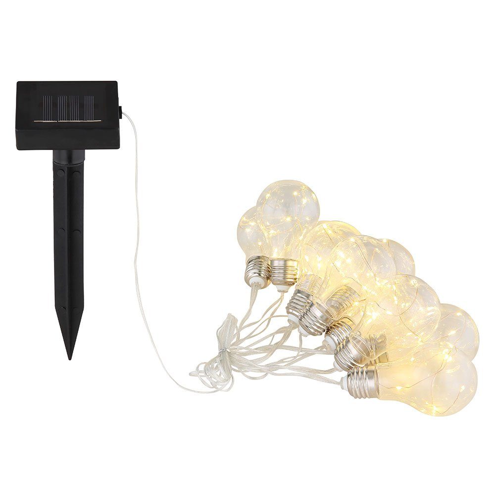 GLOBO LIGHTING LED Solarleuchte, LED-Leuchtmittel fest verbaut, Warmweiß, Solarleuchte Lichterkette Außenlampe 10x LED Edison Glühbirnen 2 Modi
