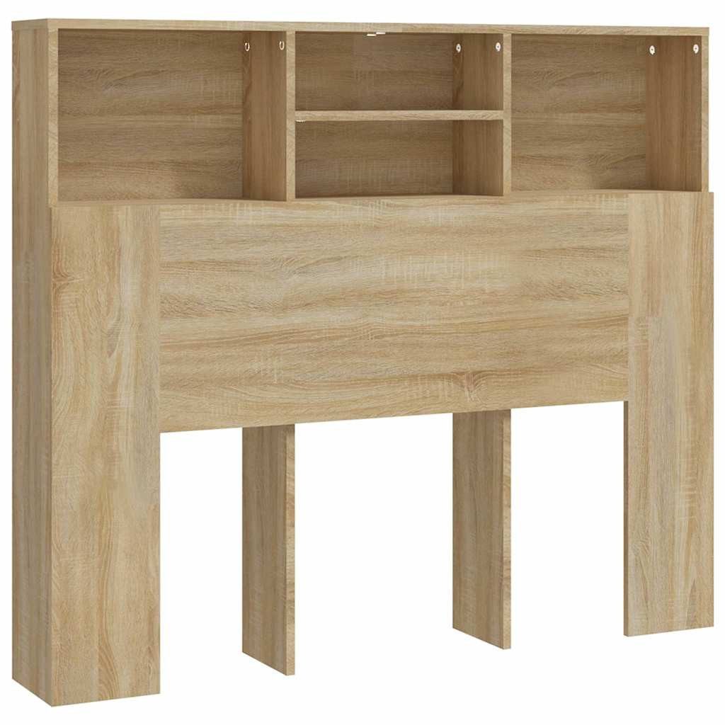 vidaXL Bett Bett-Kopfteil mit Ablagen Sonoma-Eiche 120x19x103,5 cm (1-tlg)