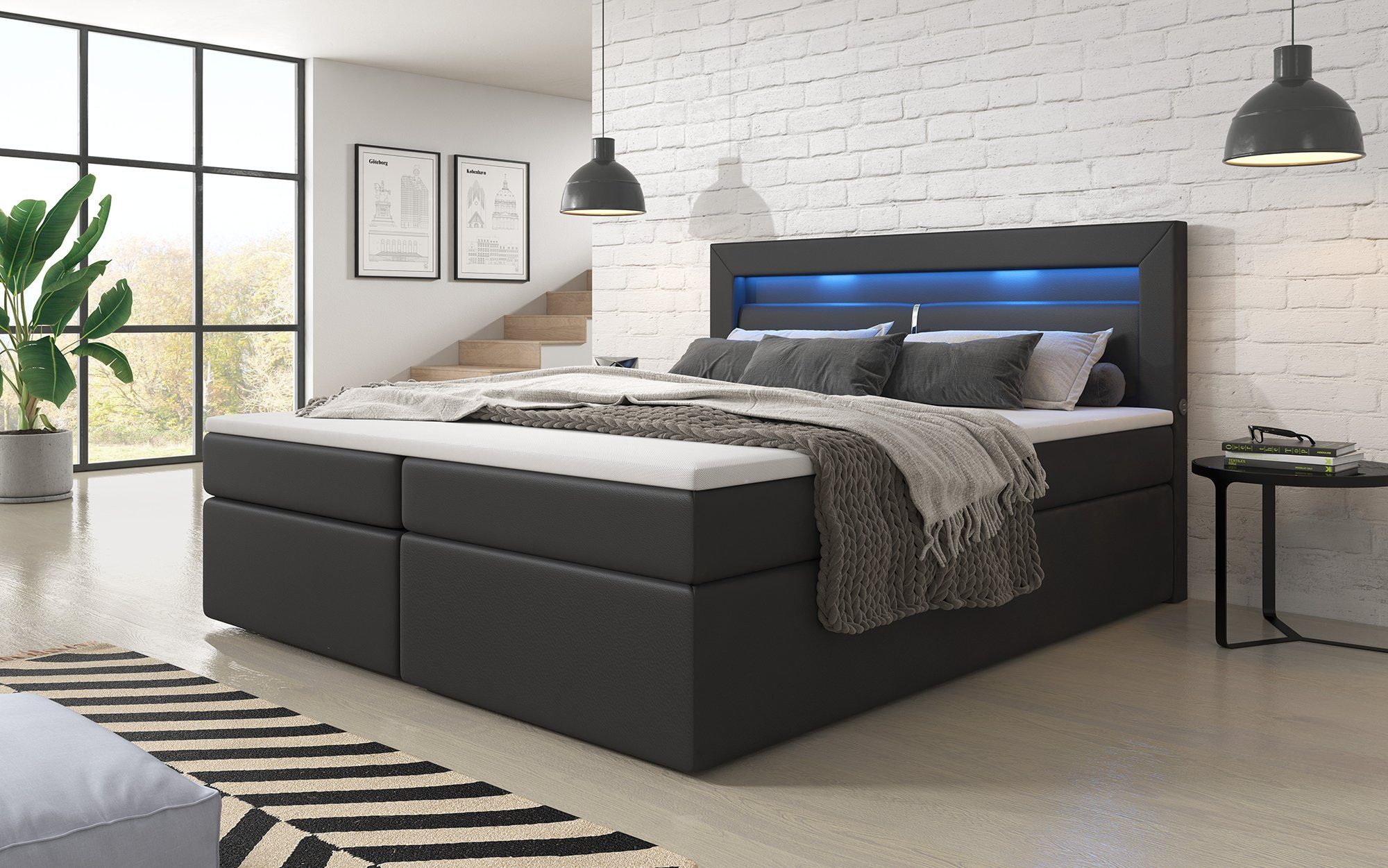 Luxusbetten24 Boxspringbett Repos, mit LED-Beleuchtung und günstig online kaufen