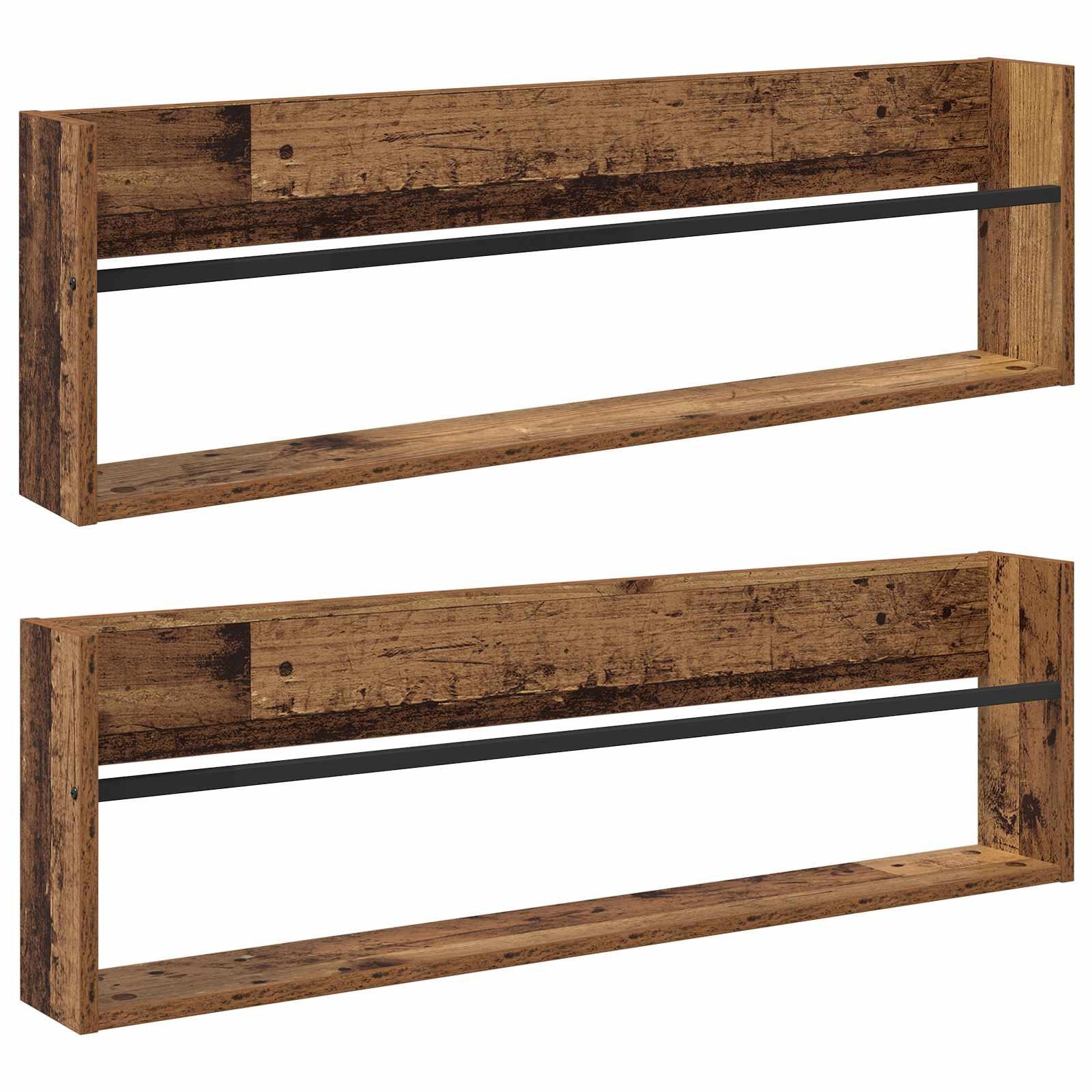 vidaXL Zeitungsständer Magazinregal 2 Stk. Altholz 100 x 12 x 30 cm Holzwerkstoff (2 St)