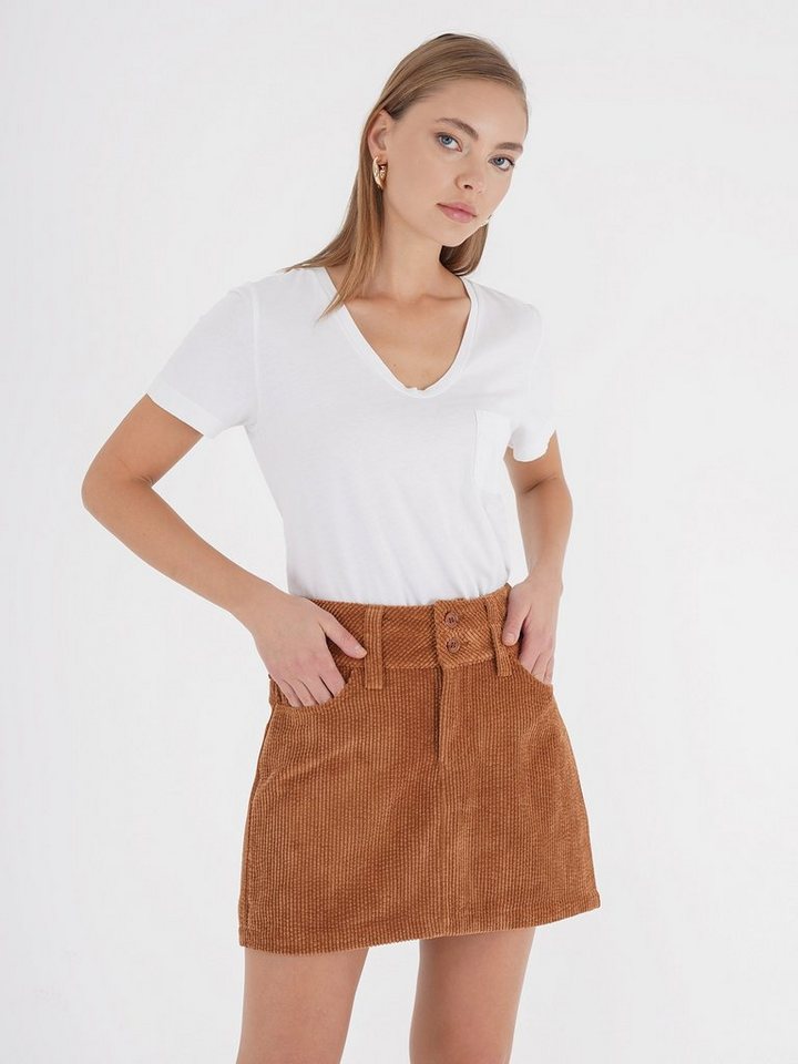 Freshlions A-Linien-Rock Freshlions Corduroy Side Slit Mini Skirt