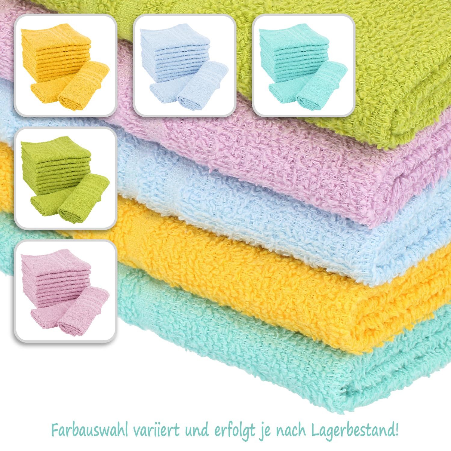 com-four Waschlappen 10er Set Waschlappen 30 x 30 cm, (10-St), Waschtücher aus 100 % Baumwolle – Bild 2 von 5