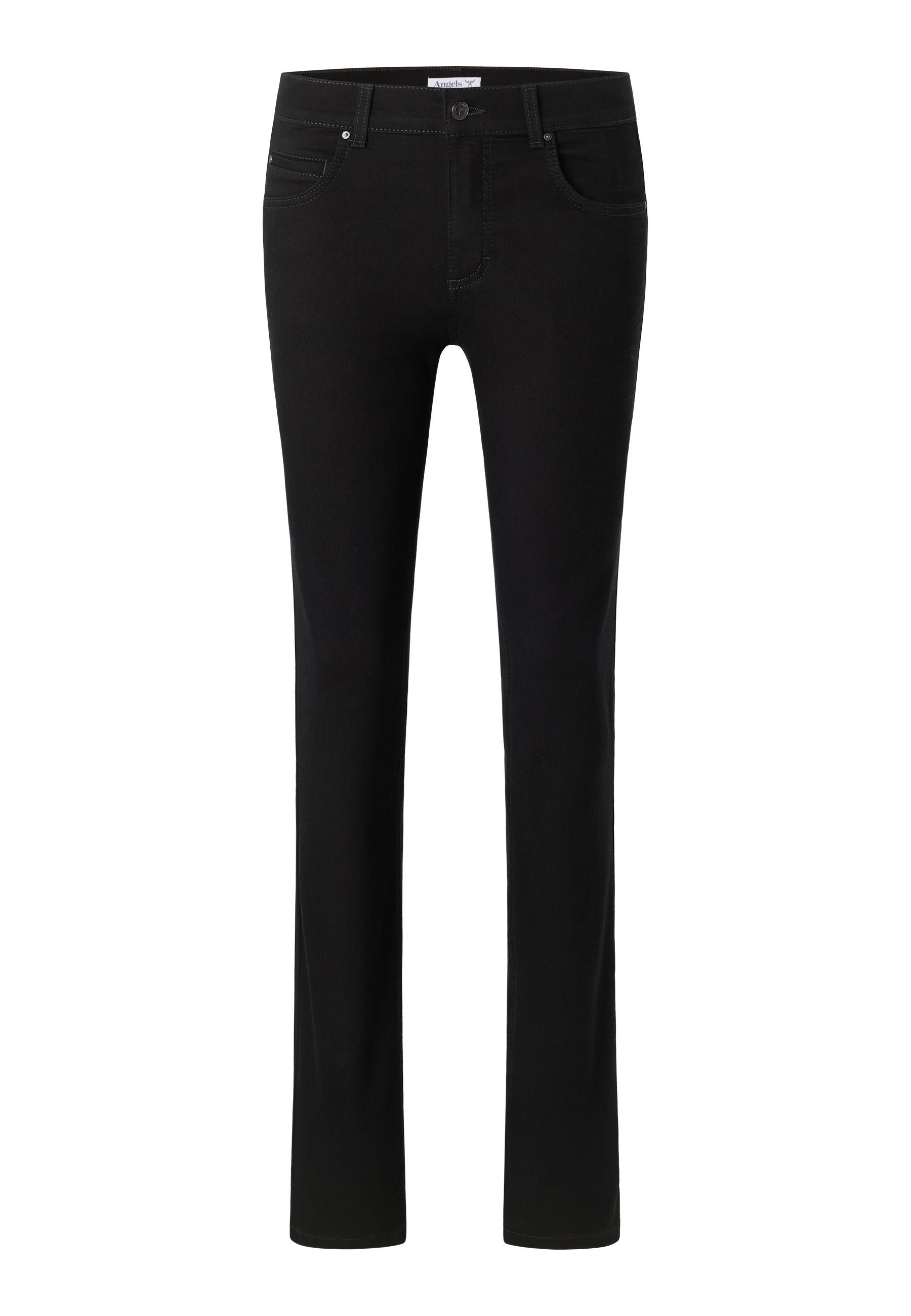schwarz Super Jeans Denim Straight-Jeans mit Cici ANGELS Stretch