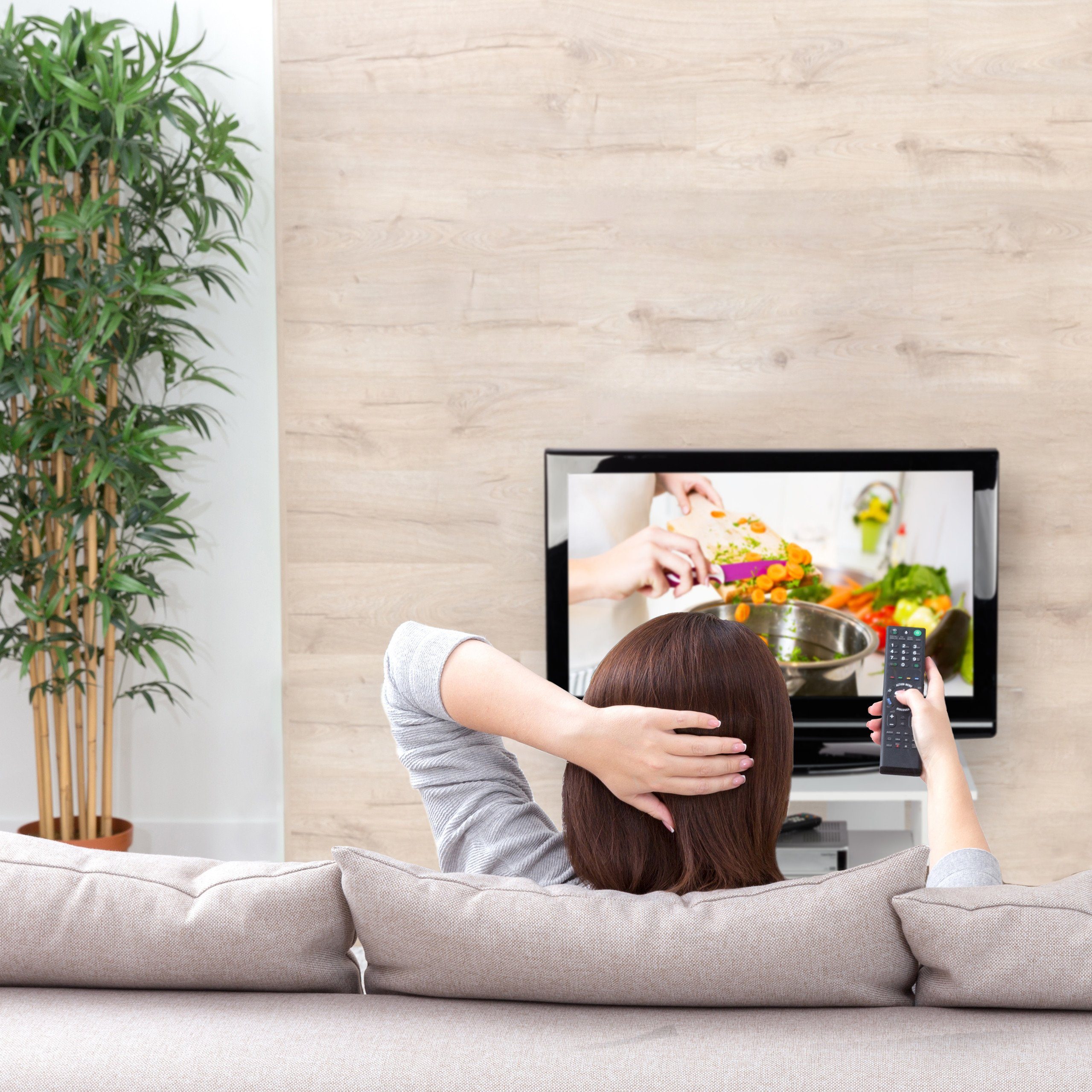 relaxdays TV-Regal TV Board fahrbar, weiß