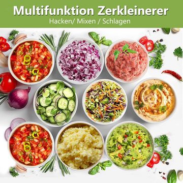 HOMELUX Zerkleinerer 2 in 1 Elektrisch Multizerkleinerer Zwiebelschneider mit 1.5L behälter, 300,00 W, für Fleisch,Obst,Gemüse,Sahne, Eiweiß