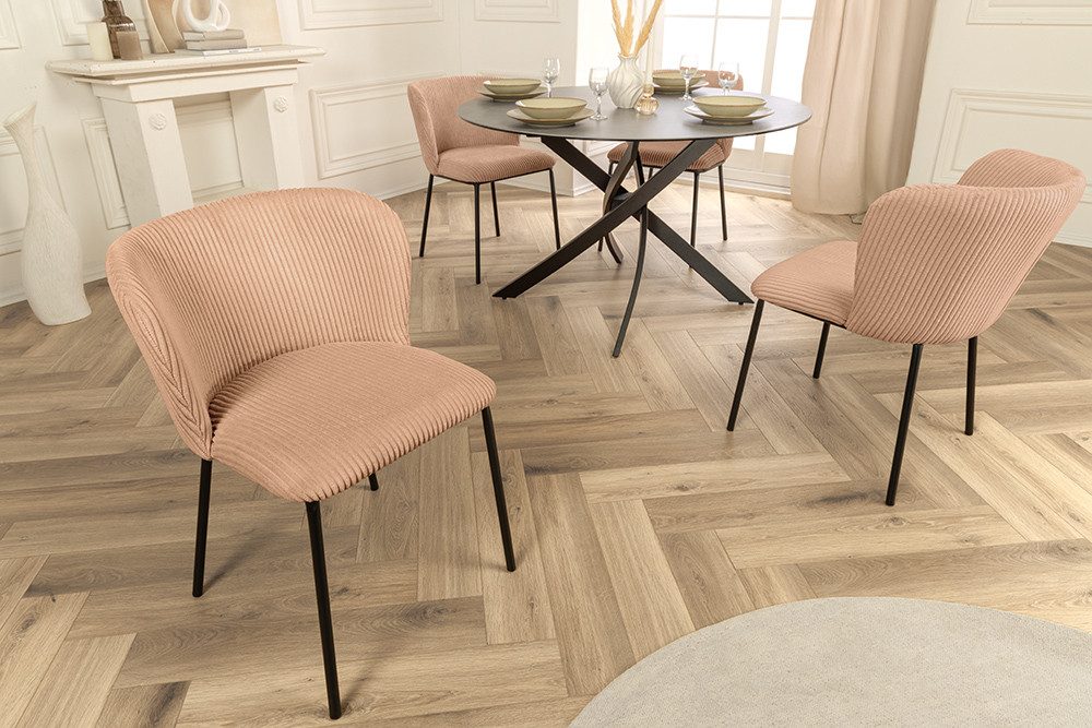 riess-ambiente Esszimmerstuhl LYON rosa/schwarz - Cord-Bezug, Metall, Scandi, Polster, gemütlich (Einzelartikel, 1 St), Retro trifft Modern - ideal für Wohn- und Esszimmer oder Küche