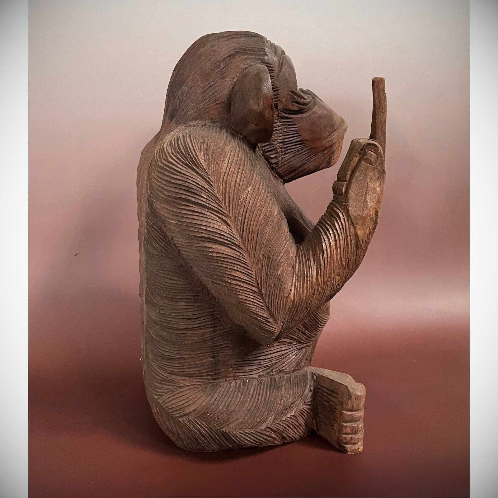 40cm Dekofigur Affe Stinkefinger Deko LifeStyle Figur Holz - groß Asien