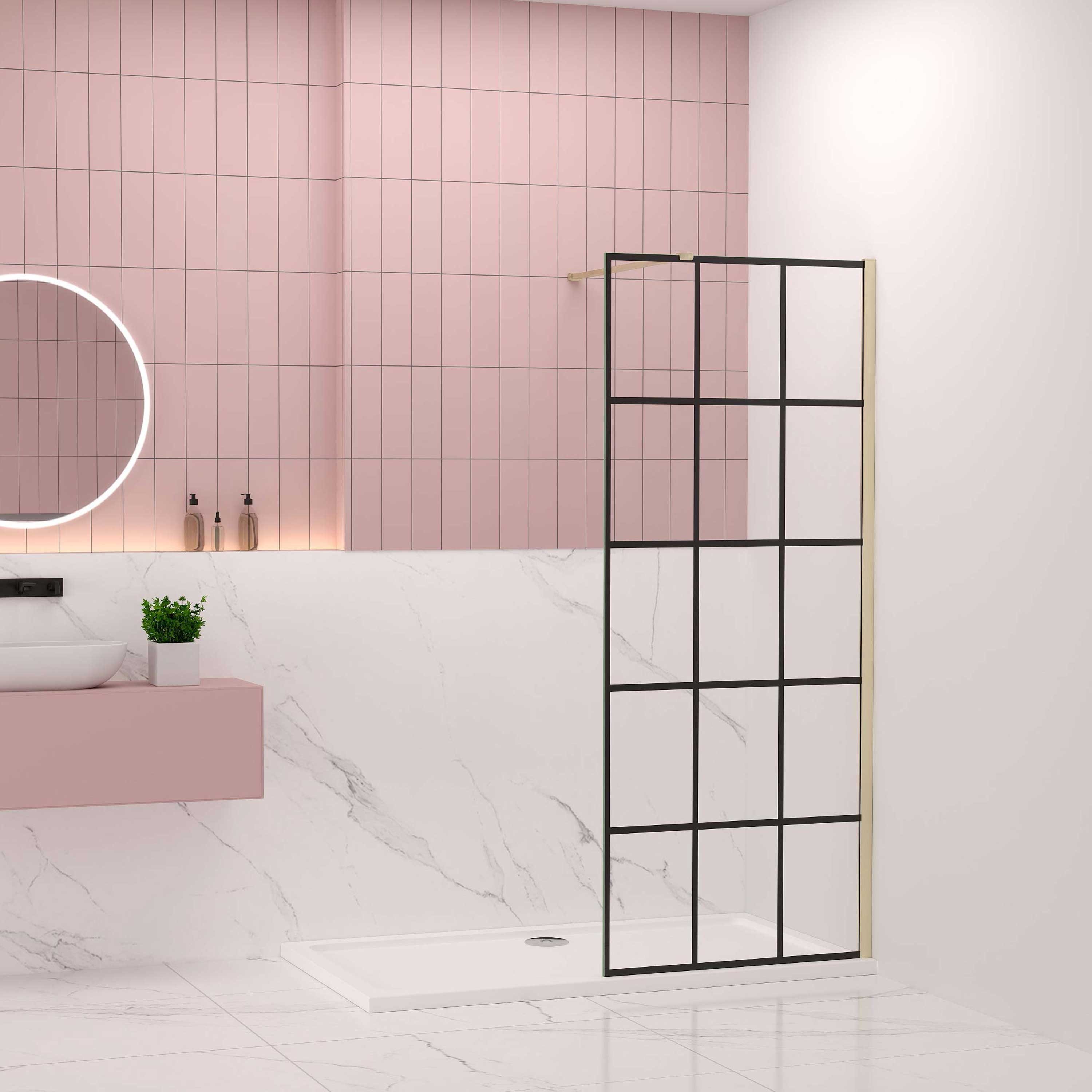 duschspa Walk-in-Dusche Duschabtrennung 8mm Nano ESG Regelmäßige Streifen Glaswand Duschwand, 8mm Einscheibensicherheitsglas, (Set), 8mm ESG Nano Beschichtung, mit regelmäßigen Streifen