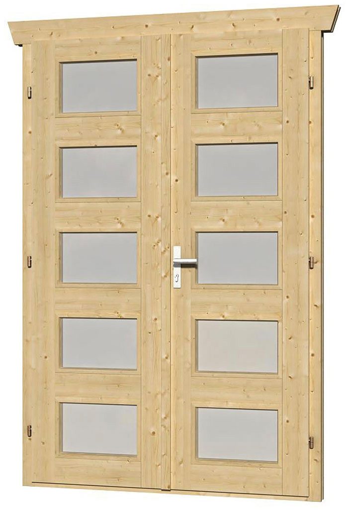 Skanholz Doppelflügeltür, mit Milchglas, 123,4 x 193 cm