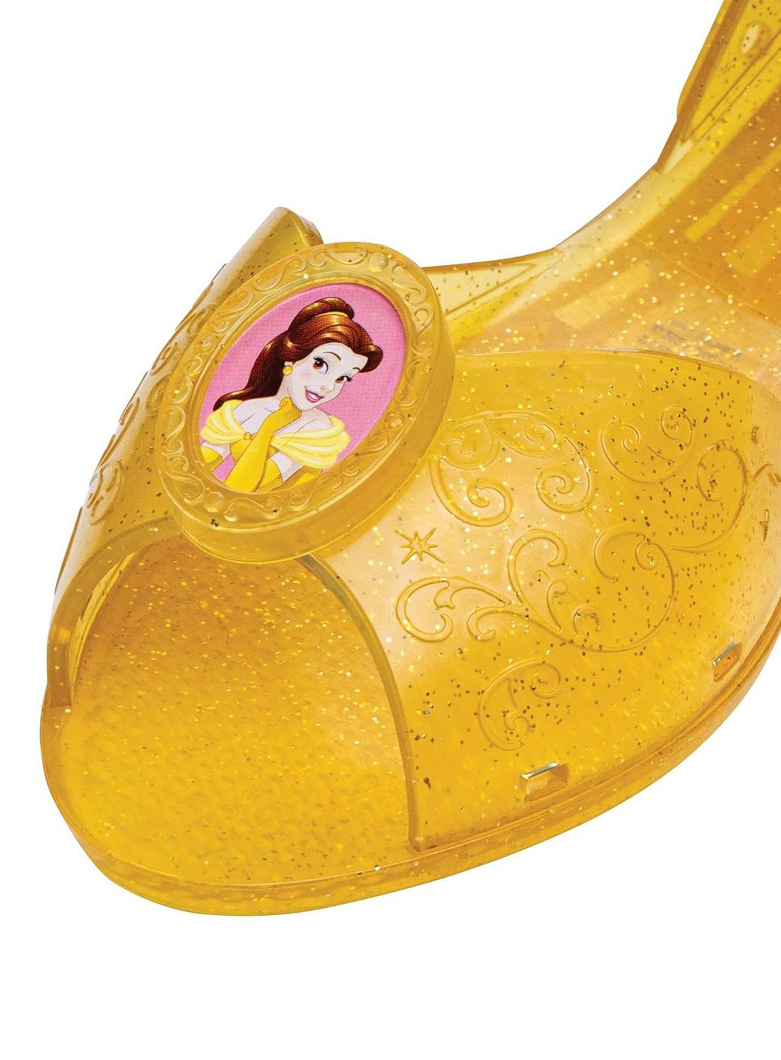 Metamorph Kostüm Die Schöne und das Biest – Belle Schuhe für Kinder, Durchscheinende Glitzer-Pumps für die Märchenprinzessin