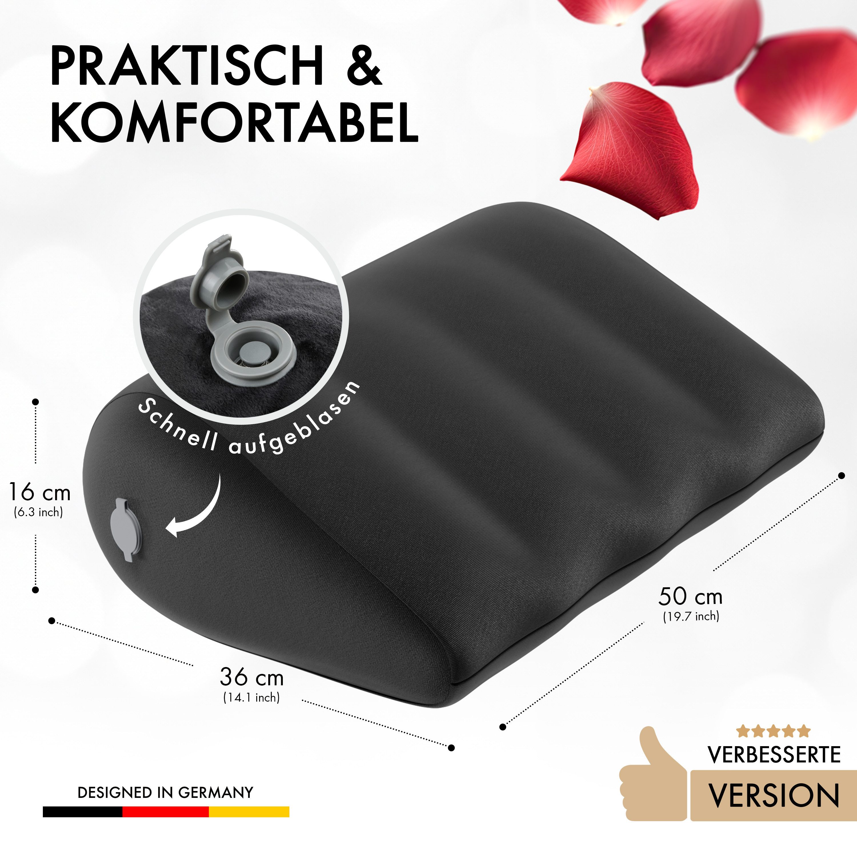 Liebesfreunde Lendenkissen Aufblasbares Lendenkissen mit waschbarem Bezug, 1-tlg., aufblasbar, mit waschbarem Bezug